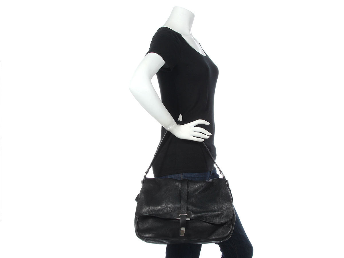 PRD Black Leather Shoulder Bag