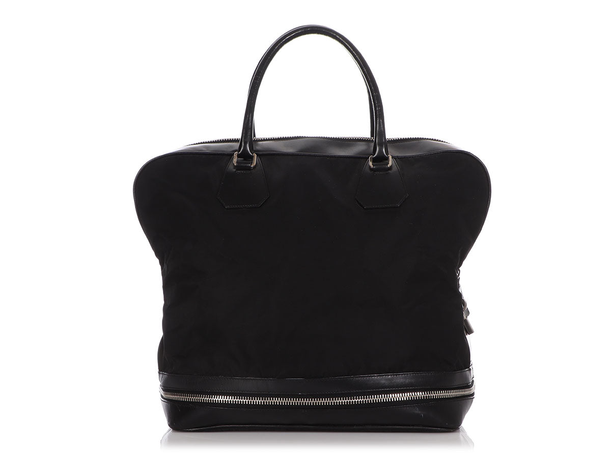 PRD Black Nylon and Leather Expandable Bag