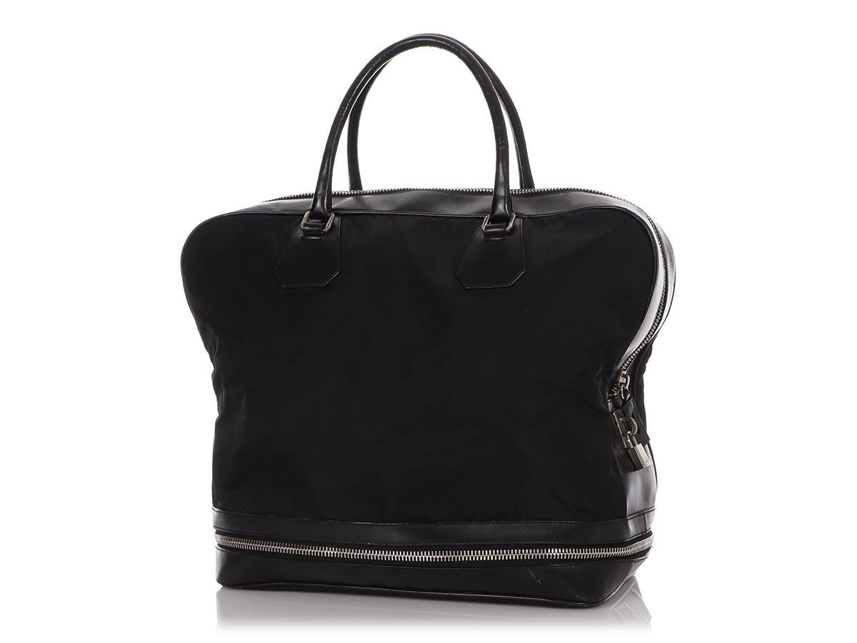 PRD Black Nylon and Leather Expandable Bag