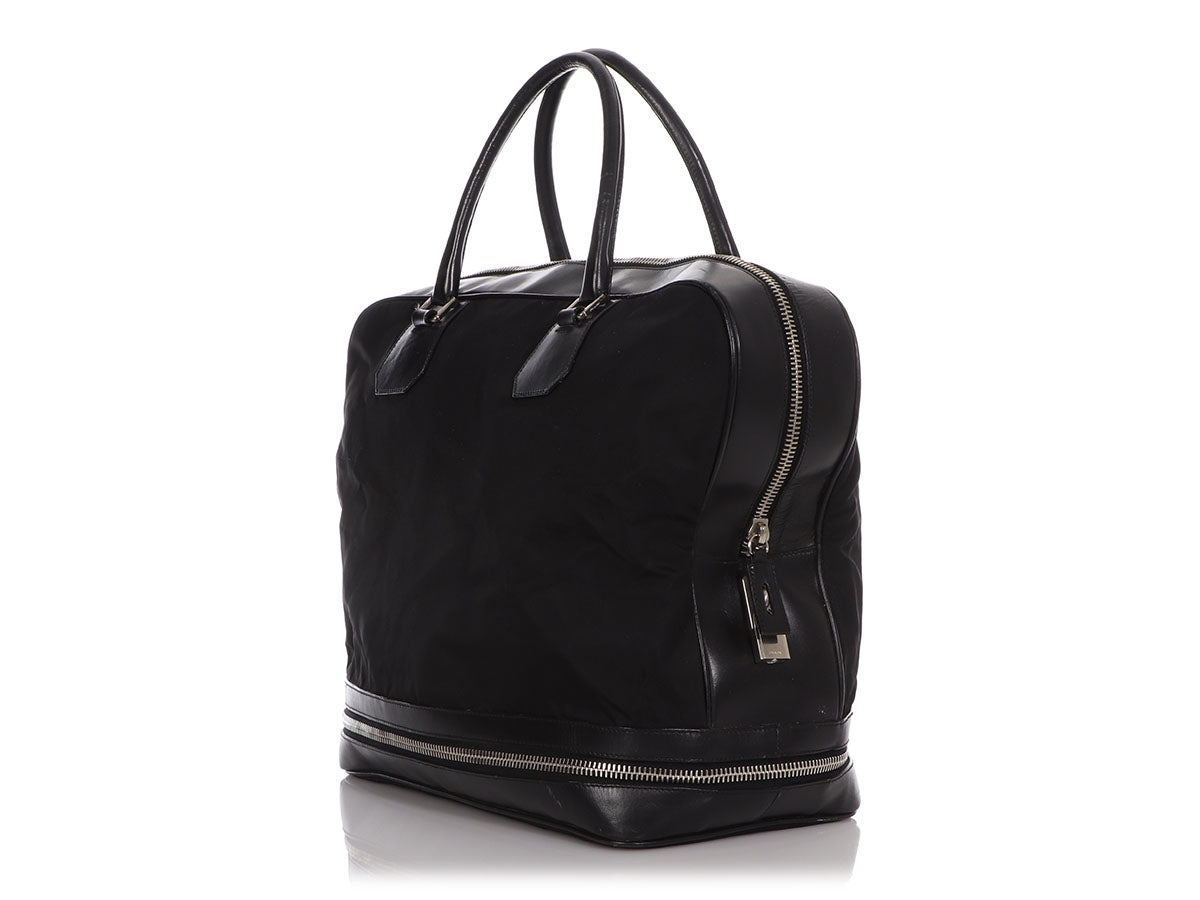 PRD Black Nylon and Leather Expandable Bag