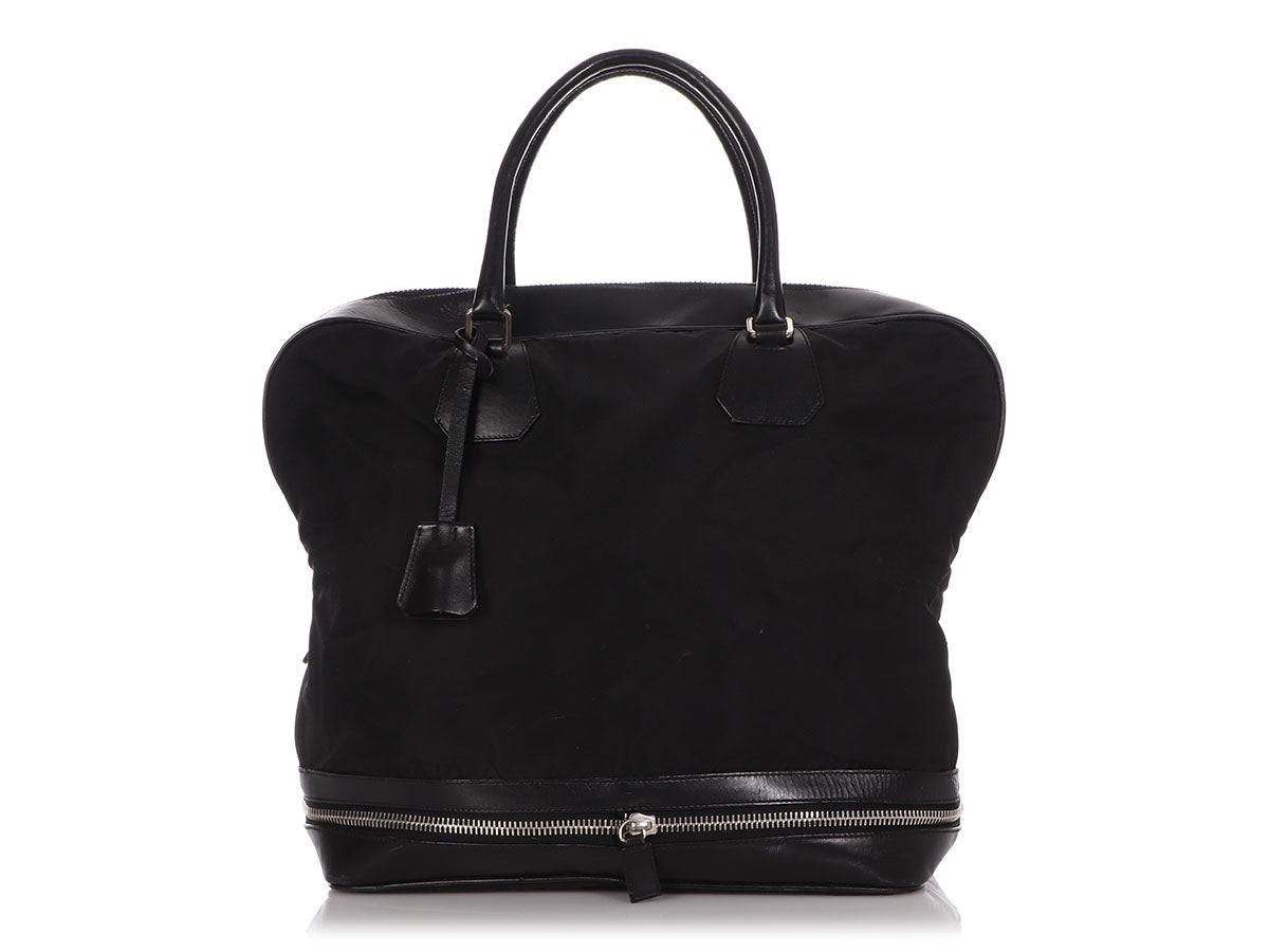PRD Black Nylon and Leather Expandable Bag