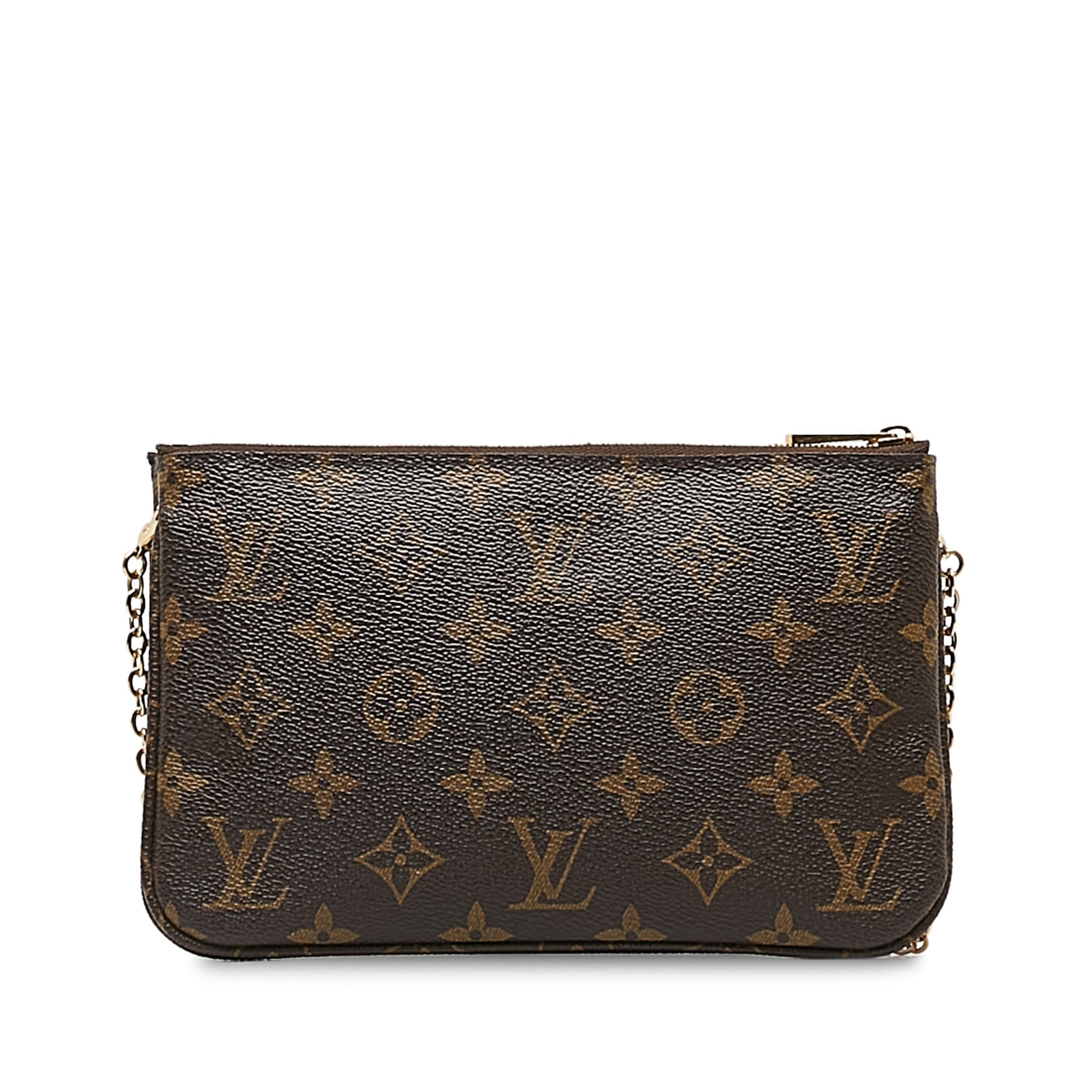 Brown LV Monogram Double Zip Pochette Illustre Vivienne Shanghai Clutch Bag