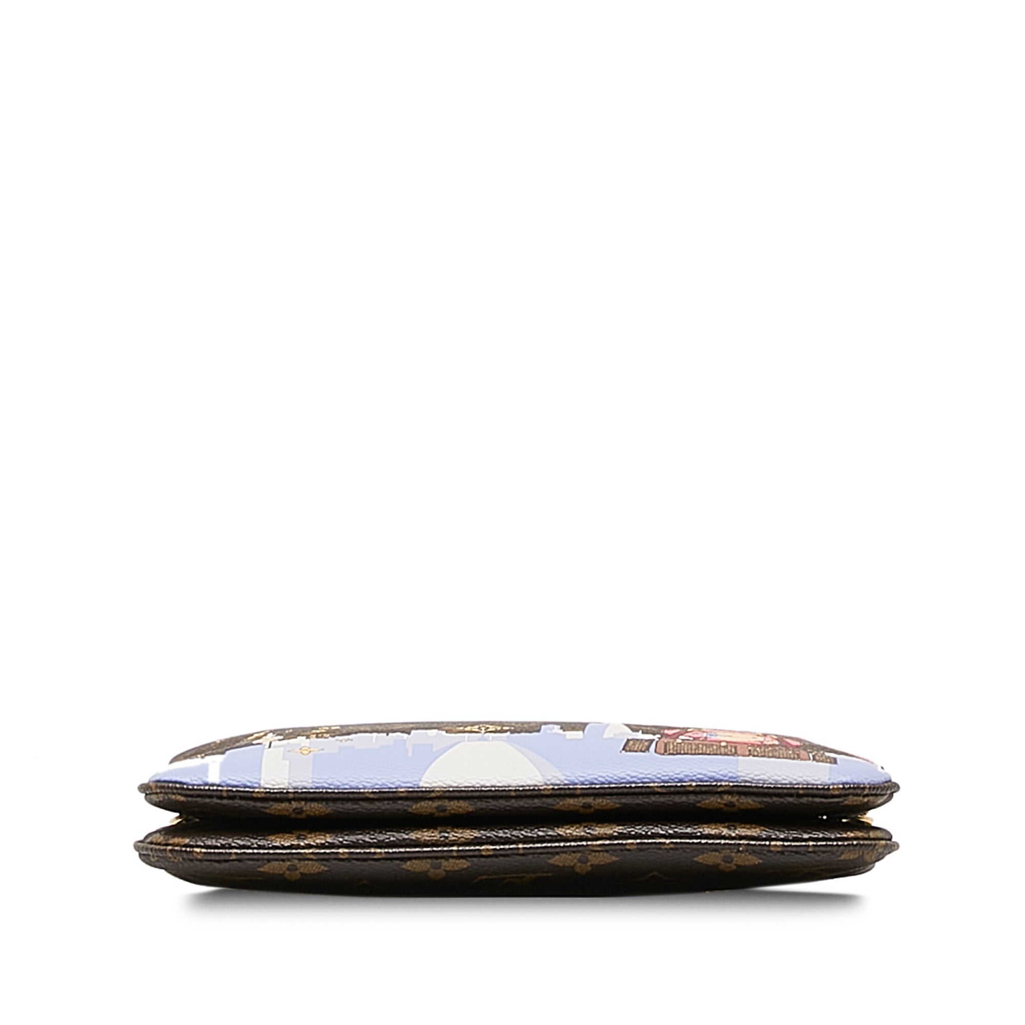 Brown LV Monogram Double Zip Pochette Illustre Vivienne Shanghai Clutch Bag