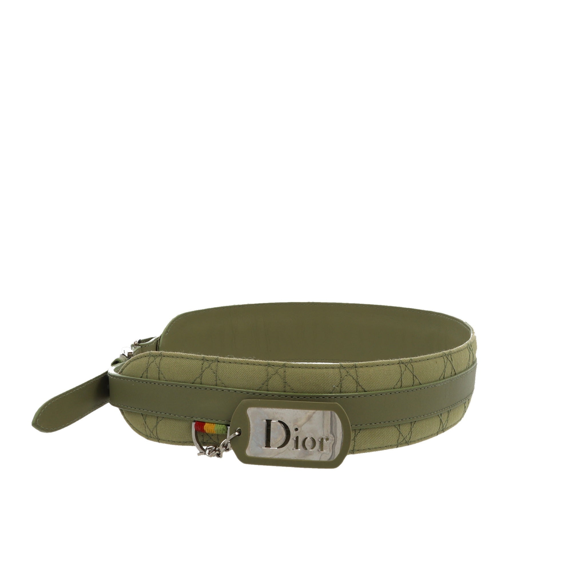 CHRISTIAN D1OR Belt in Green Fabric
