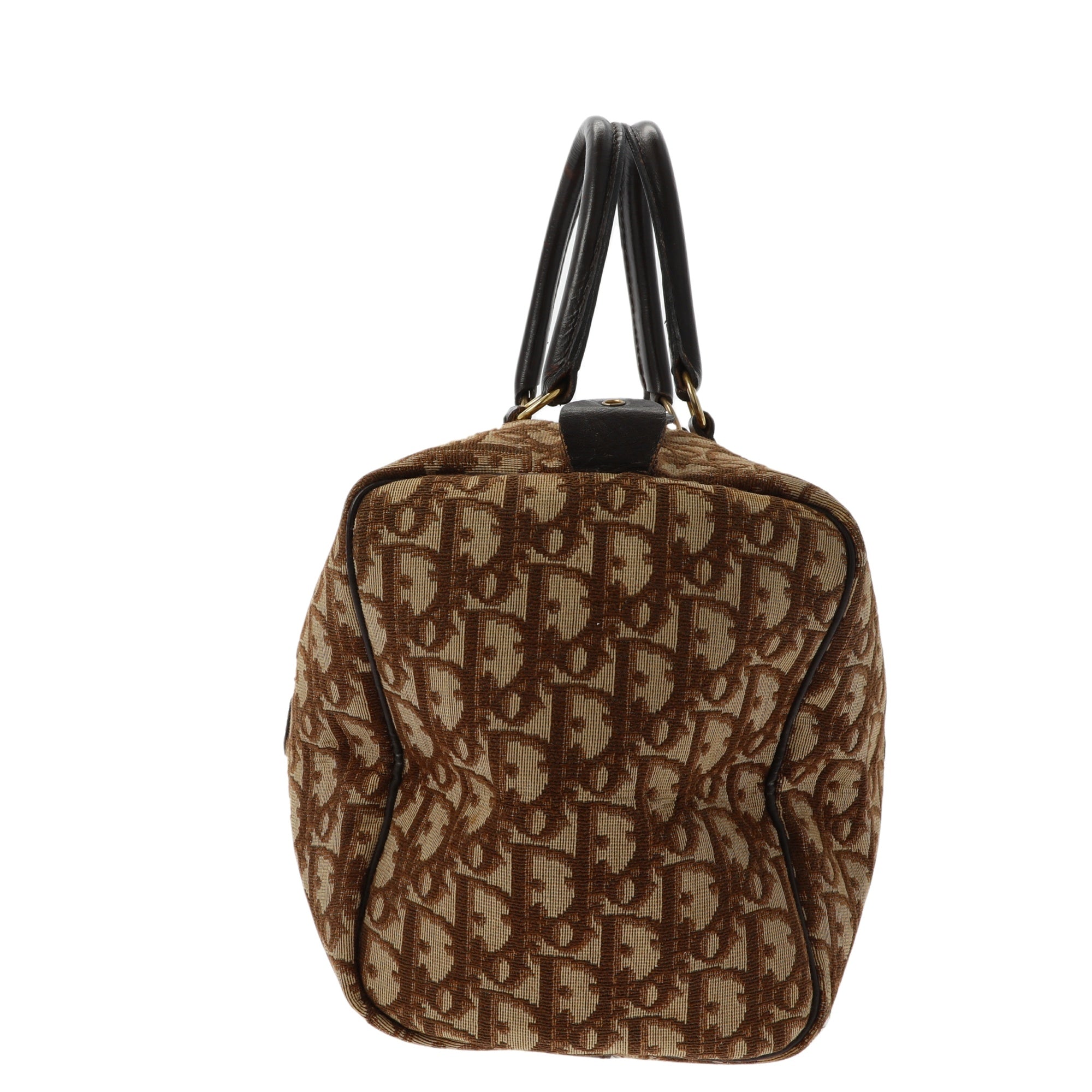 CHRISTIAN D1OR Bowling Handbag in Beige Fabric