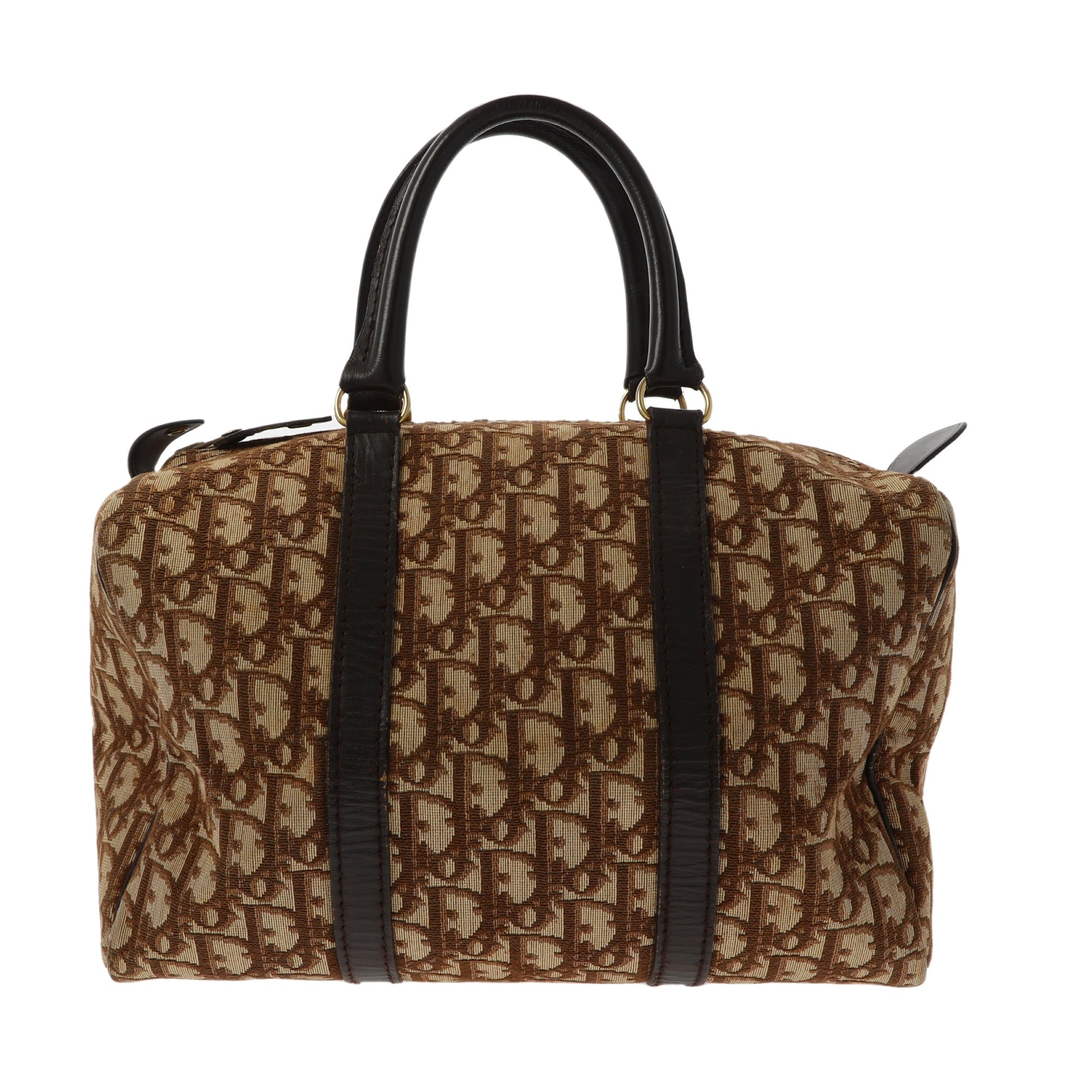 CHRISTIAN D1OR Bowling Handbag in Beige Fabric