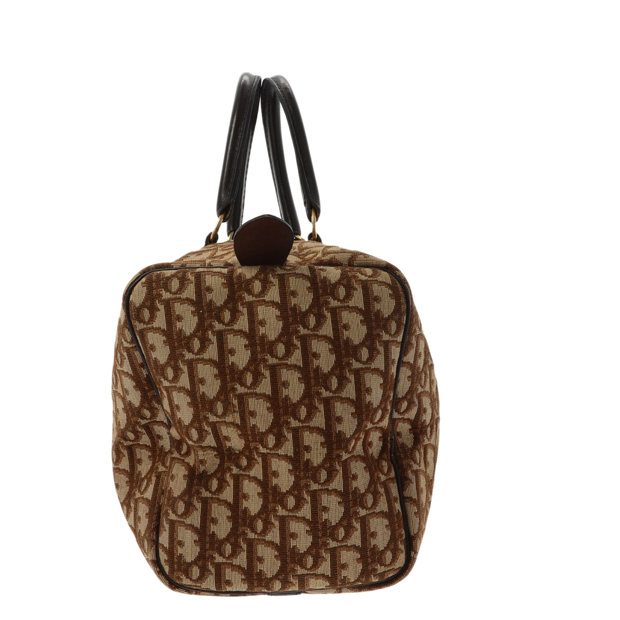 CHRISTIAN D1OR Bowling Handbag in Beige Fabric