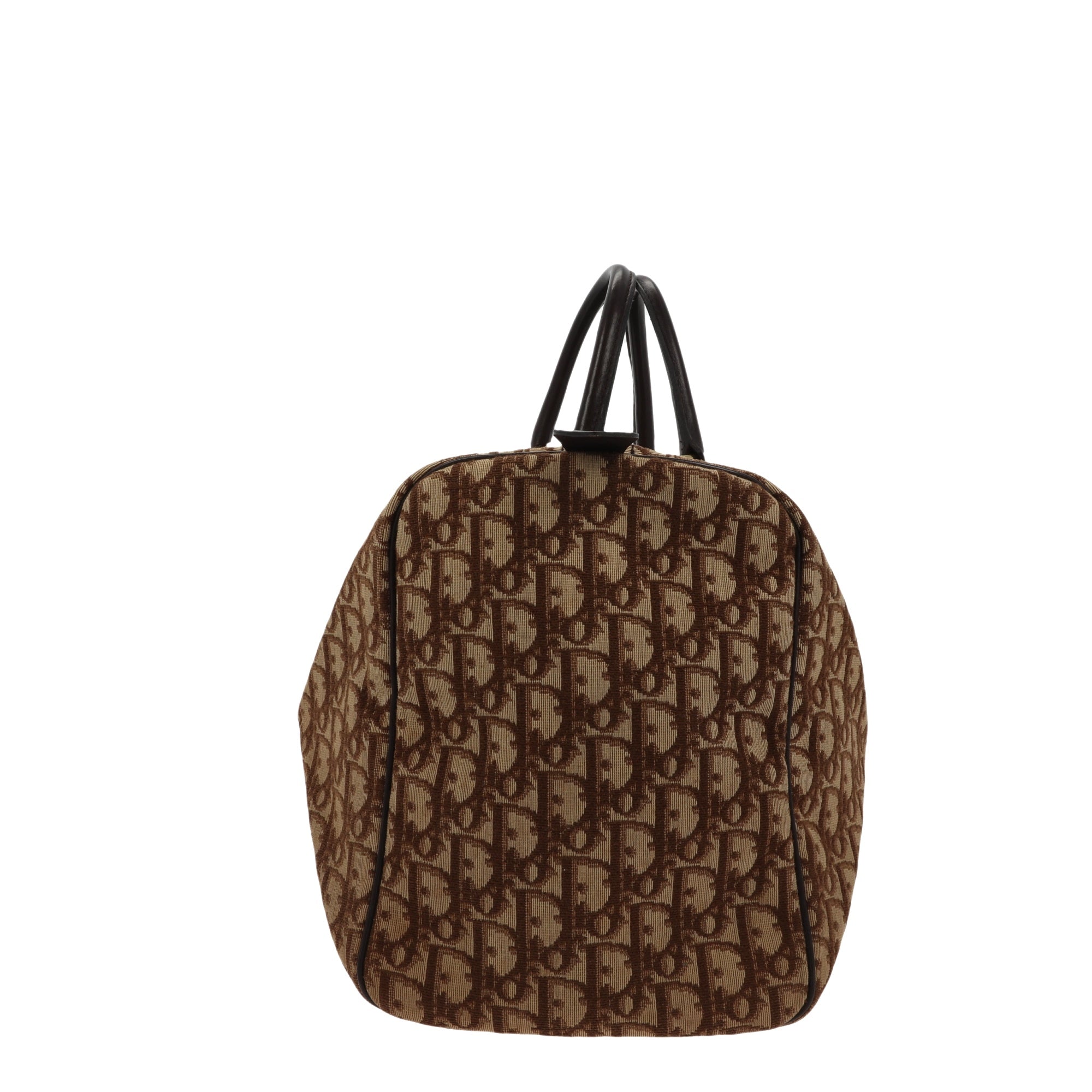 CHRISTIAN D1OR Bowling Handbag in Beige Fabric