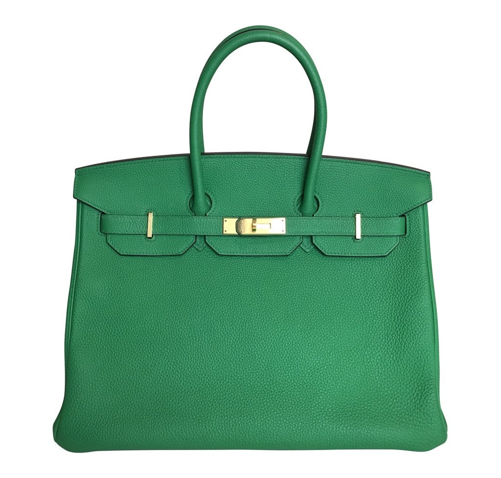 HMS Birkin 35 Bamboo Green Togo GHW Bag