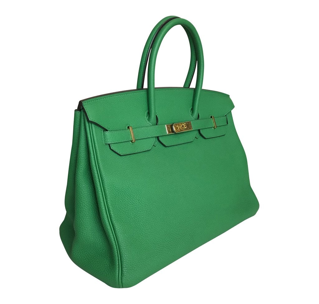 HMS Birkin 35 Bamboo Green Togo GHW Bag