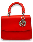 Be D1OR Top Handle Bag Red in Calfskin, Silver hardware