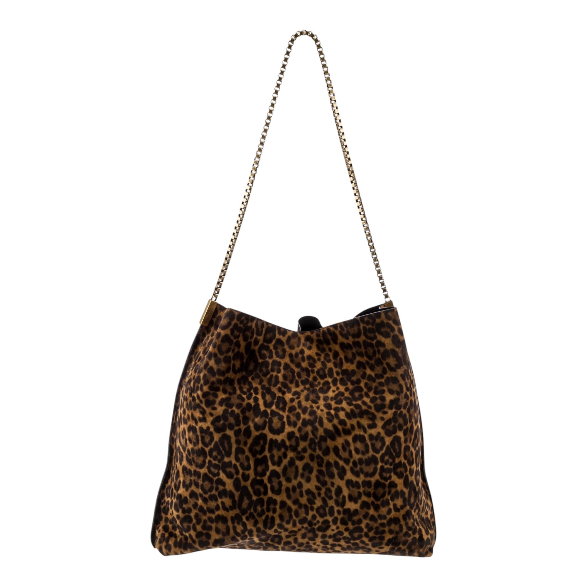 YSL Suzanne Medium Leopard-print Suede Shoulder Bag In Natural