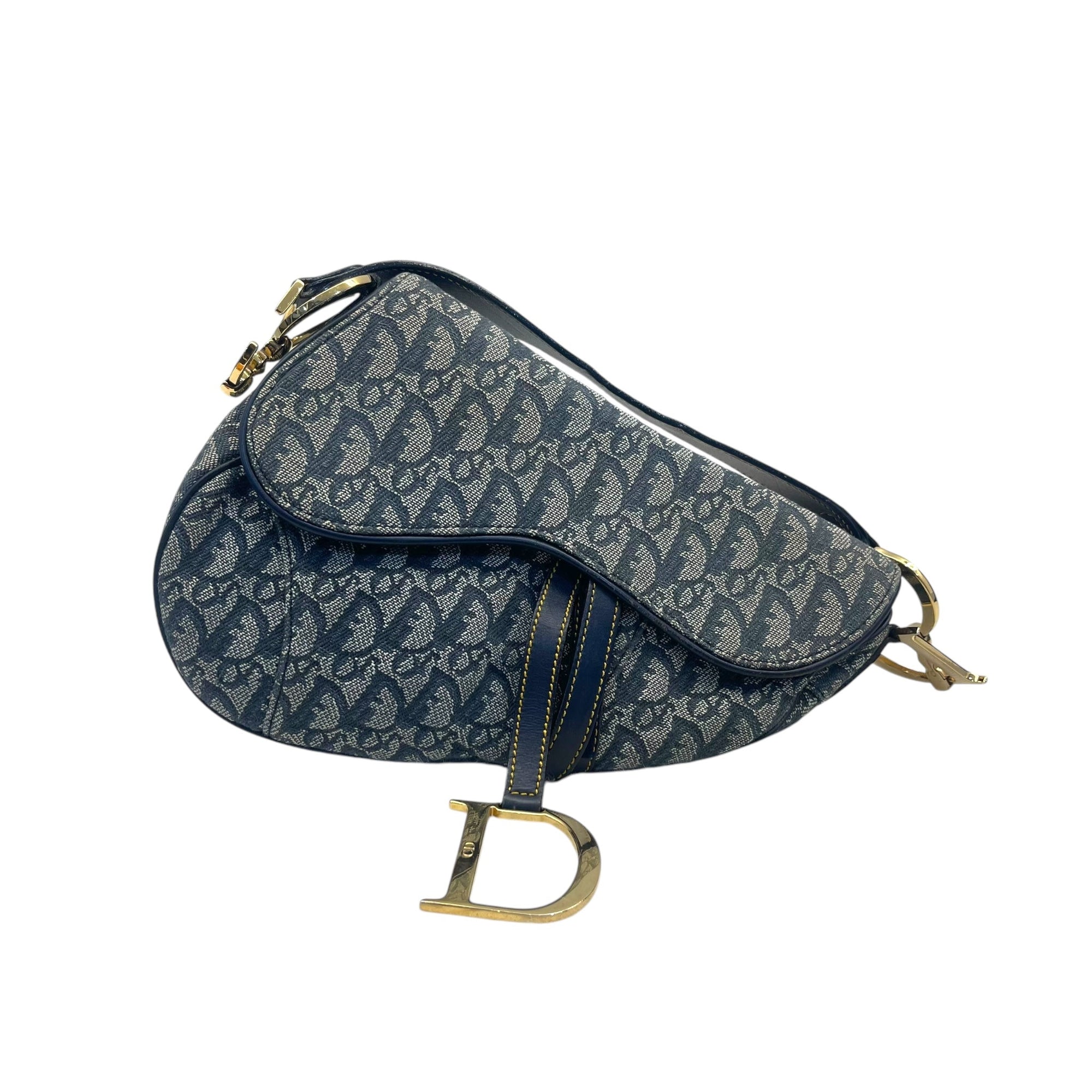Christian D1OR Blue Saddle Bag Oblique Jacquard Bag