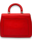 Be D1OR Top Handle Bag Red in Calfskin, Silver hardware
