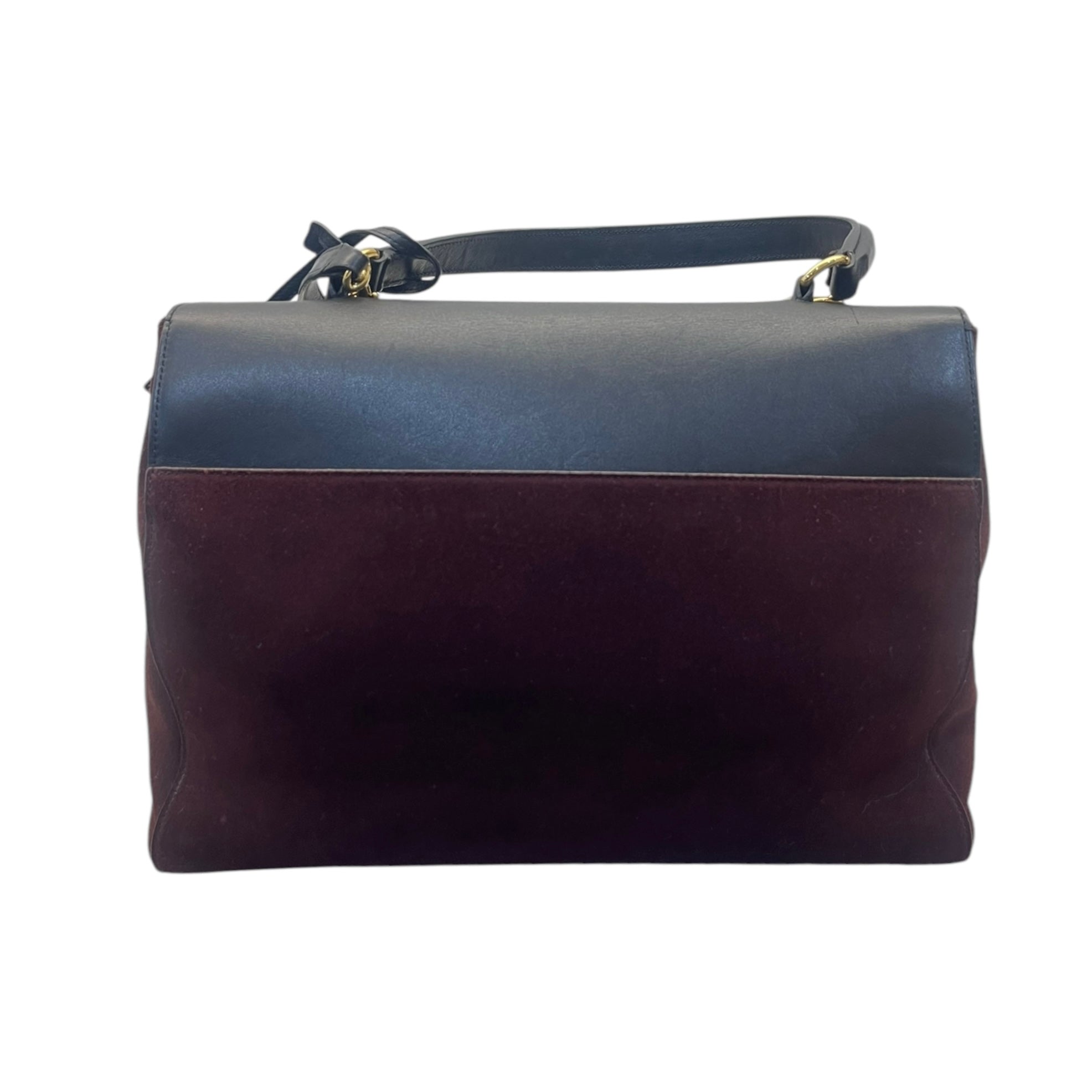 YSL Burgundy/Black Suede and Leather Medium Moujik Tote Bag