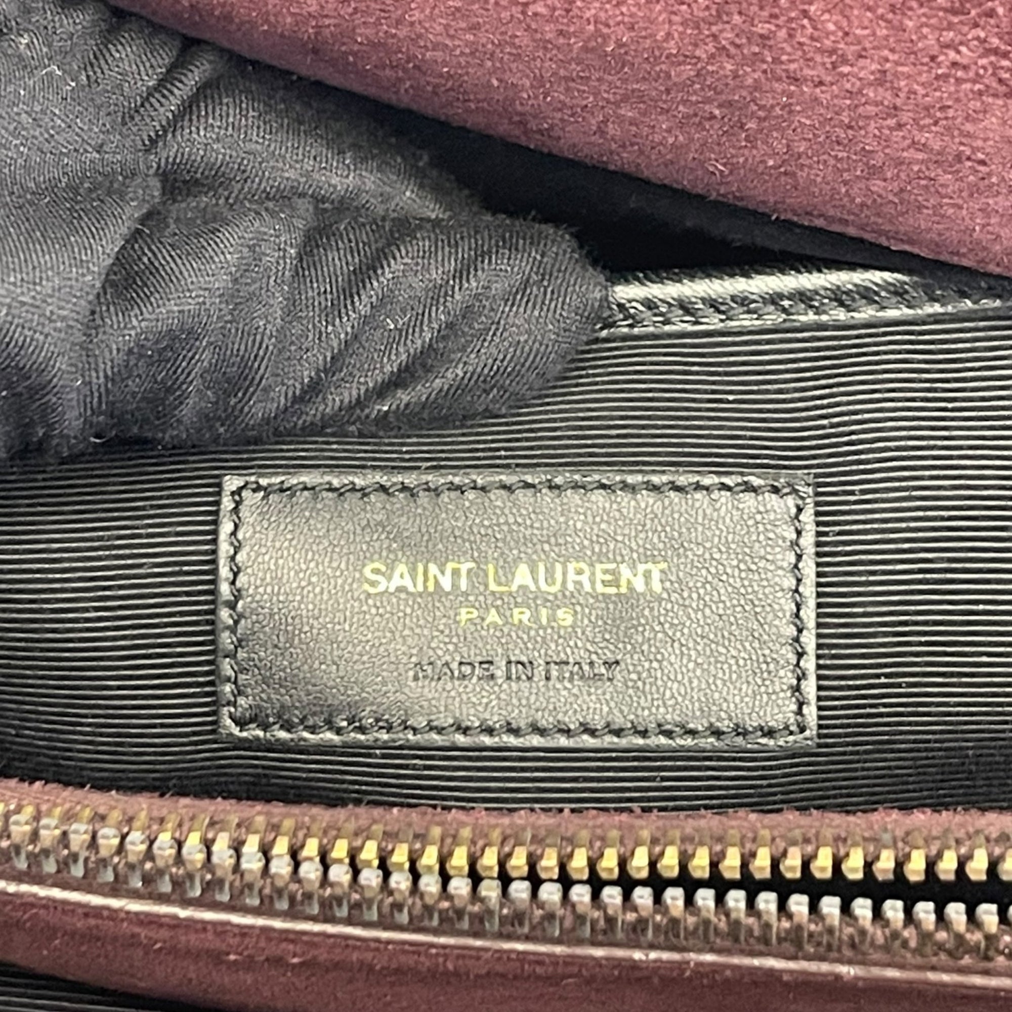 YSL Burgundy/Black Suede and Leather Medium Moujik Tote Bag