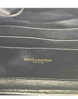 YSL Light Sage Chevron Black Leather Monogram Chain Shoulder Bag
