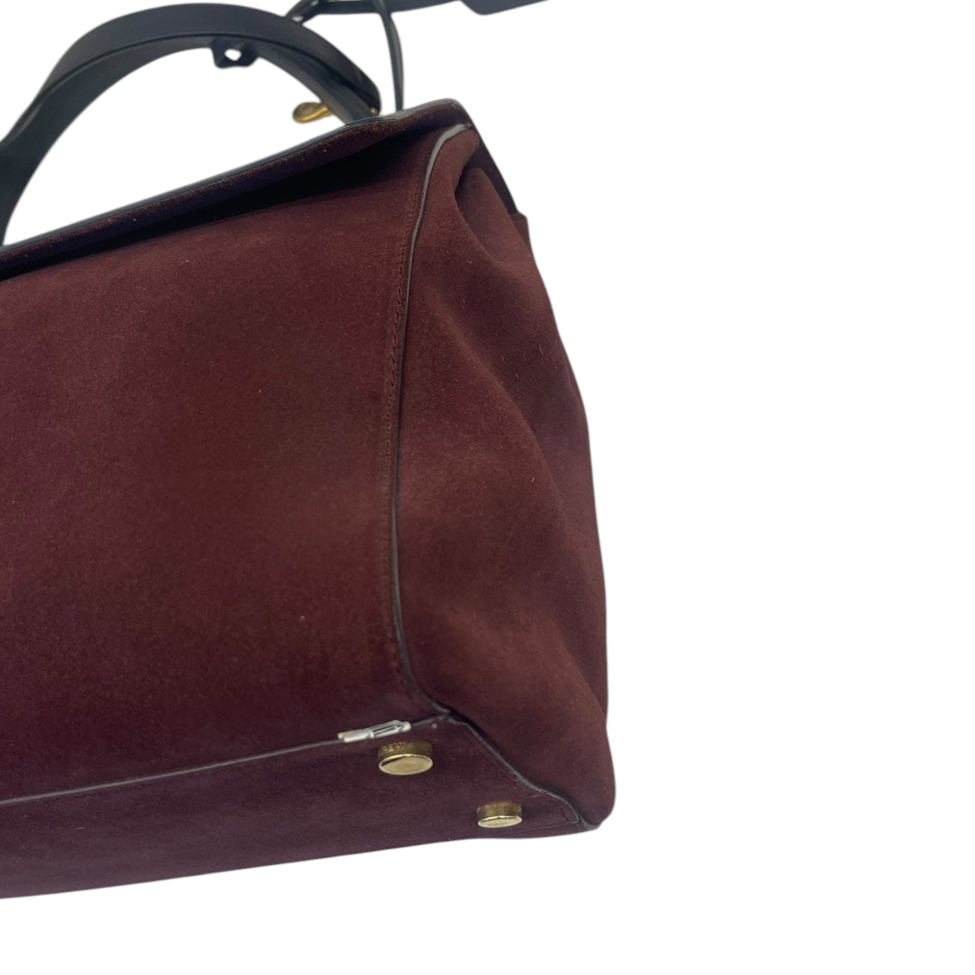 YSL Burgundy/Black Suede and Leather Medium Moujik Tote Bag