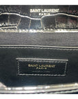 YSL Kate Medium in Black Croc Embossed Leather