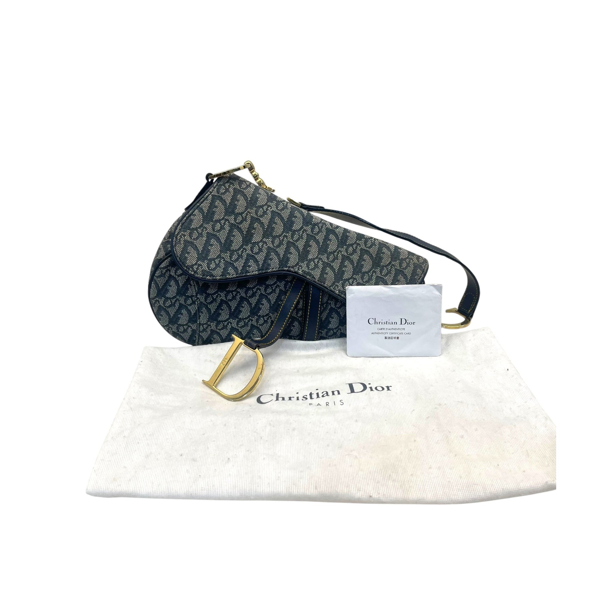 Christian D1OR Blue Saddle Bag Oblique Jacquard Bag