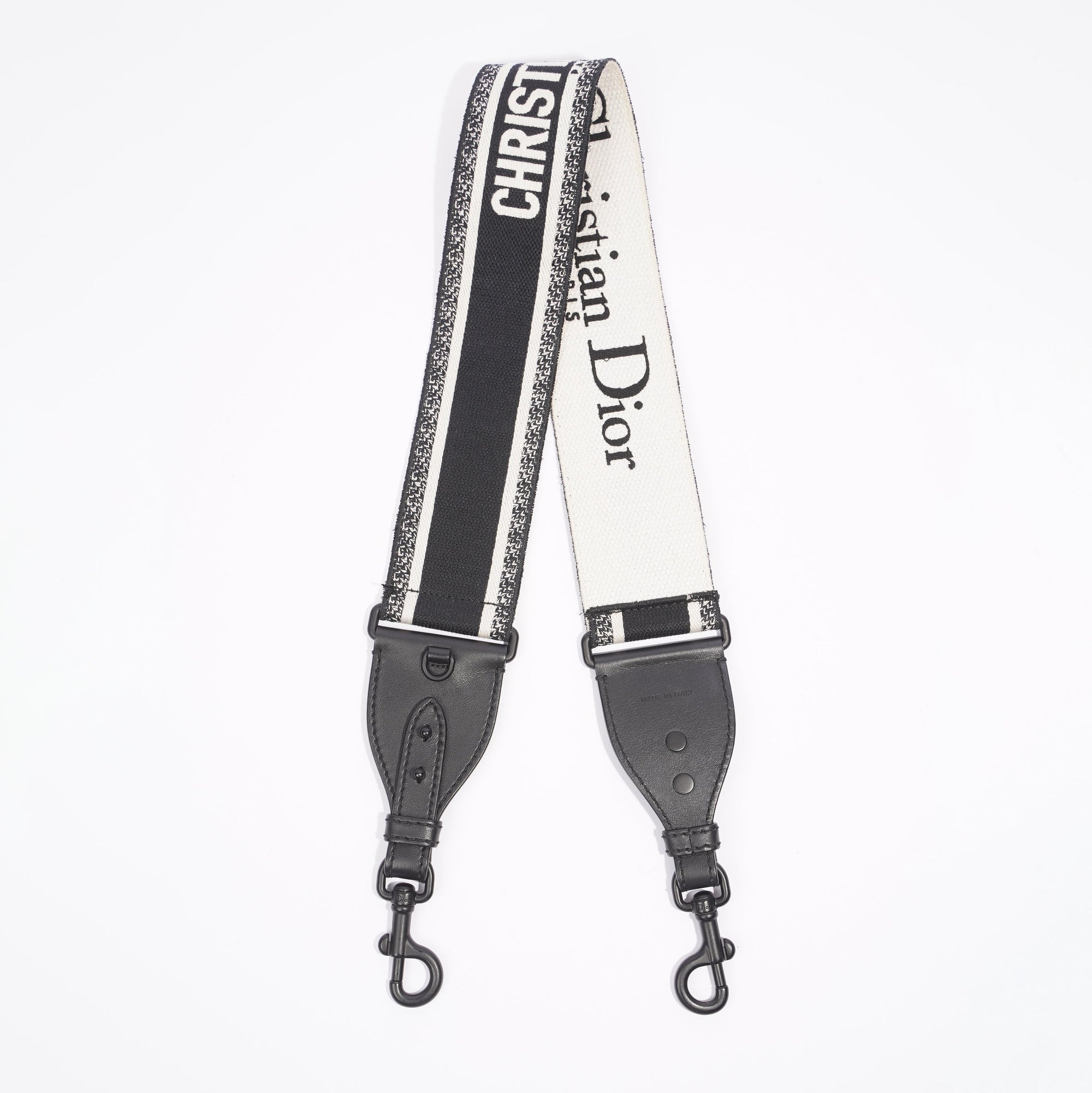 Christian D1OR Adjustable Shoulder Strap With Ring Black / White Canvas
