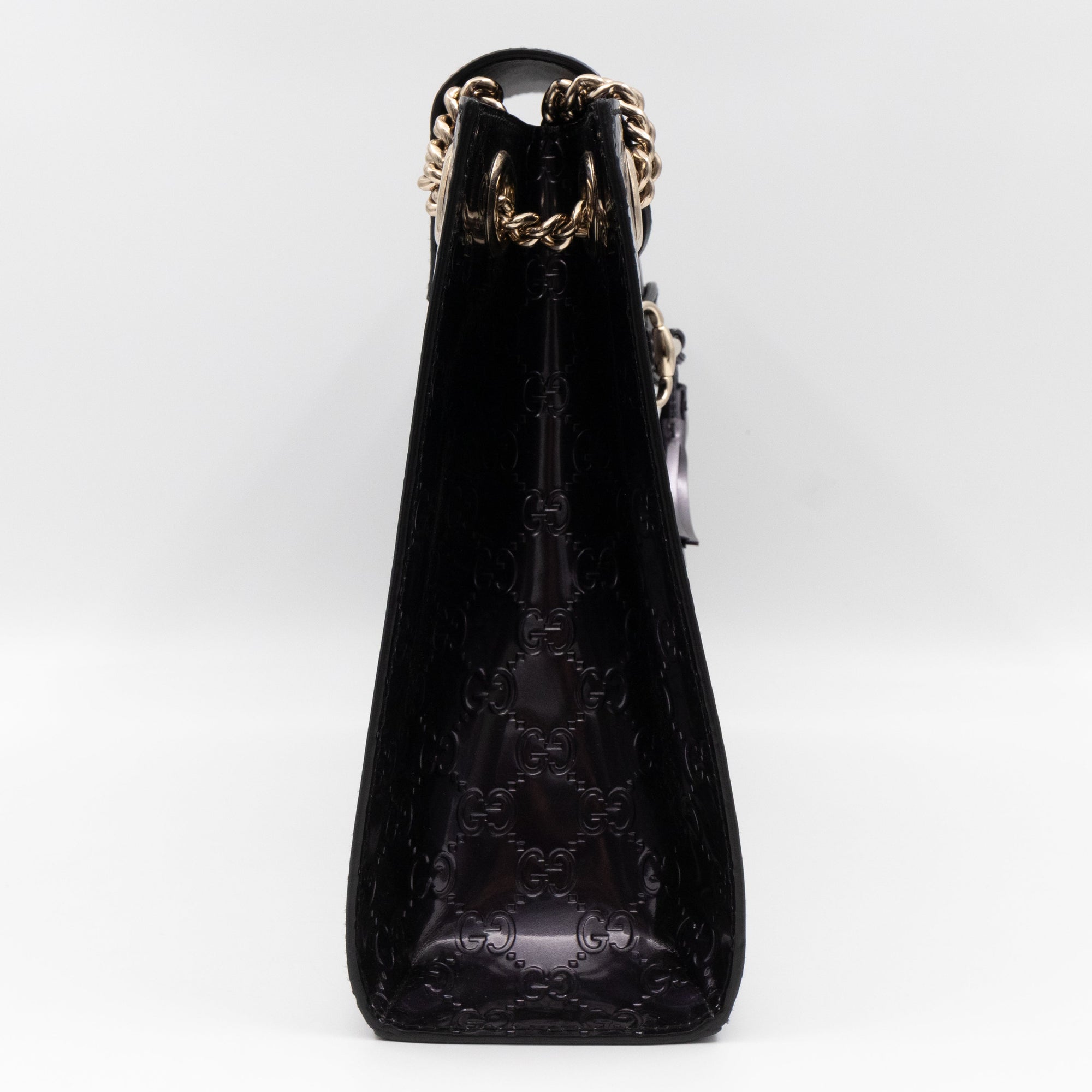 Emily Large Chain Shoulder Bag GCCIssima Purple Patent Leather