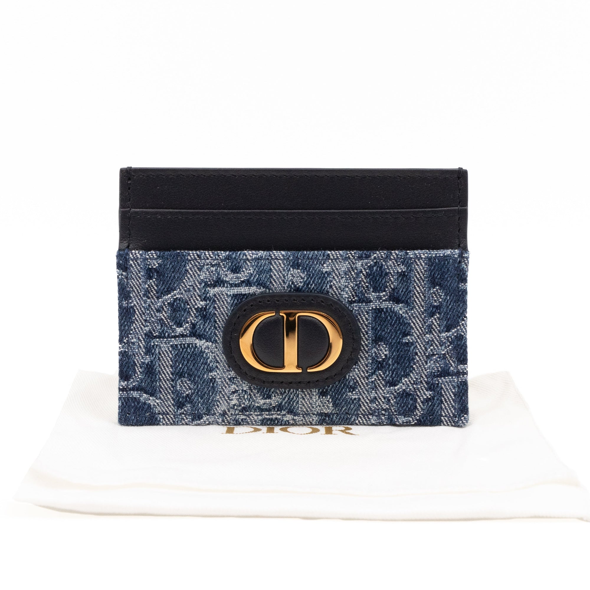 30 Montaigne Freesia Card Holder Blue Denim D1OR Oblique Jacquard