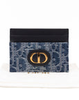 30 Montaigne Freesia Card Holder Blue Denim D1OR Oblique Jacquard