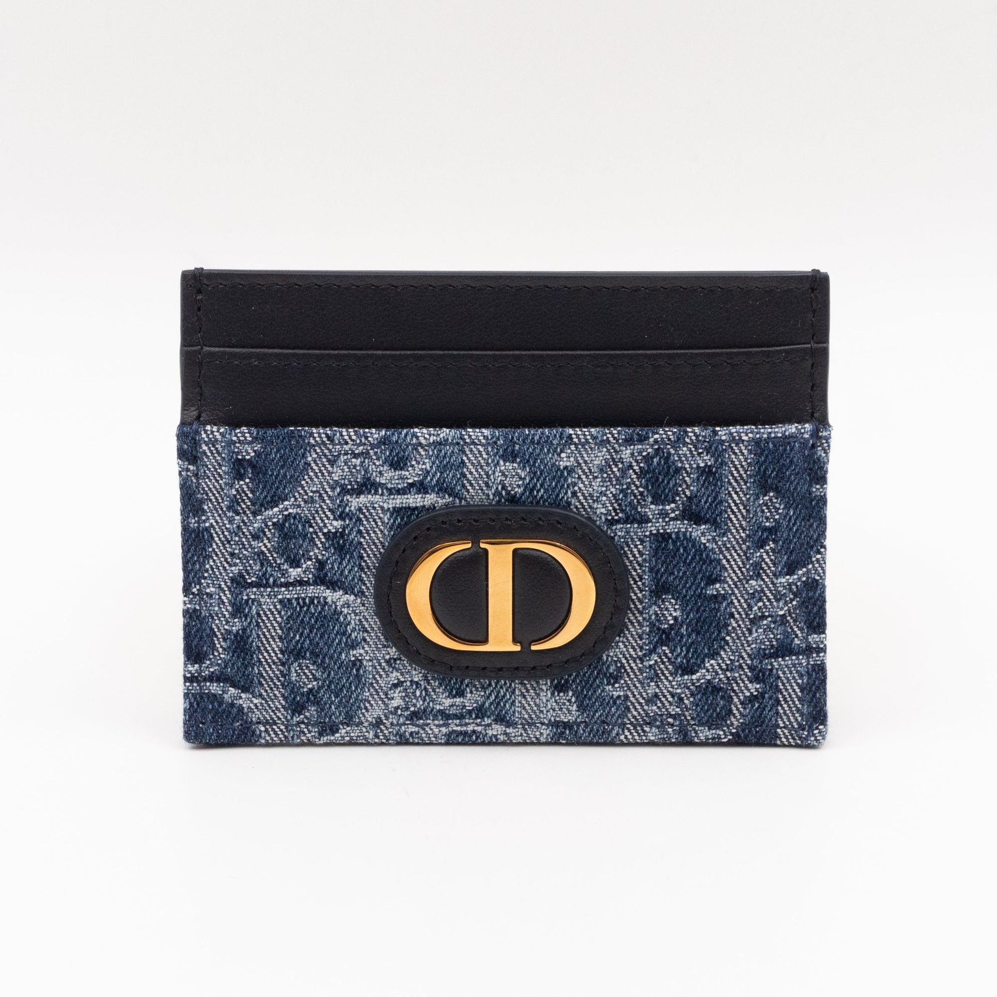 30 Montaigne Freesia Card Holder Blue Denim D1OR Oblique Jacquard
