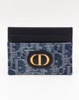 30 Montaigne Freesia Card Holder Blue Denim D1OR Oblique Jacquard