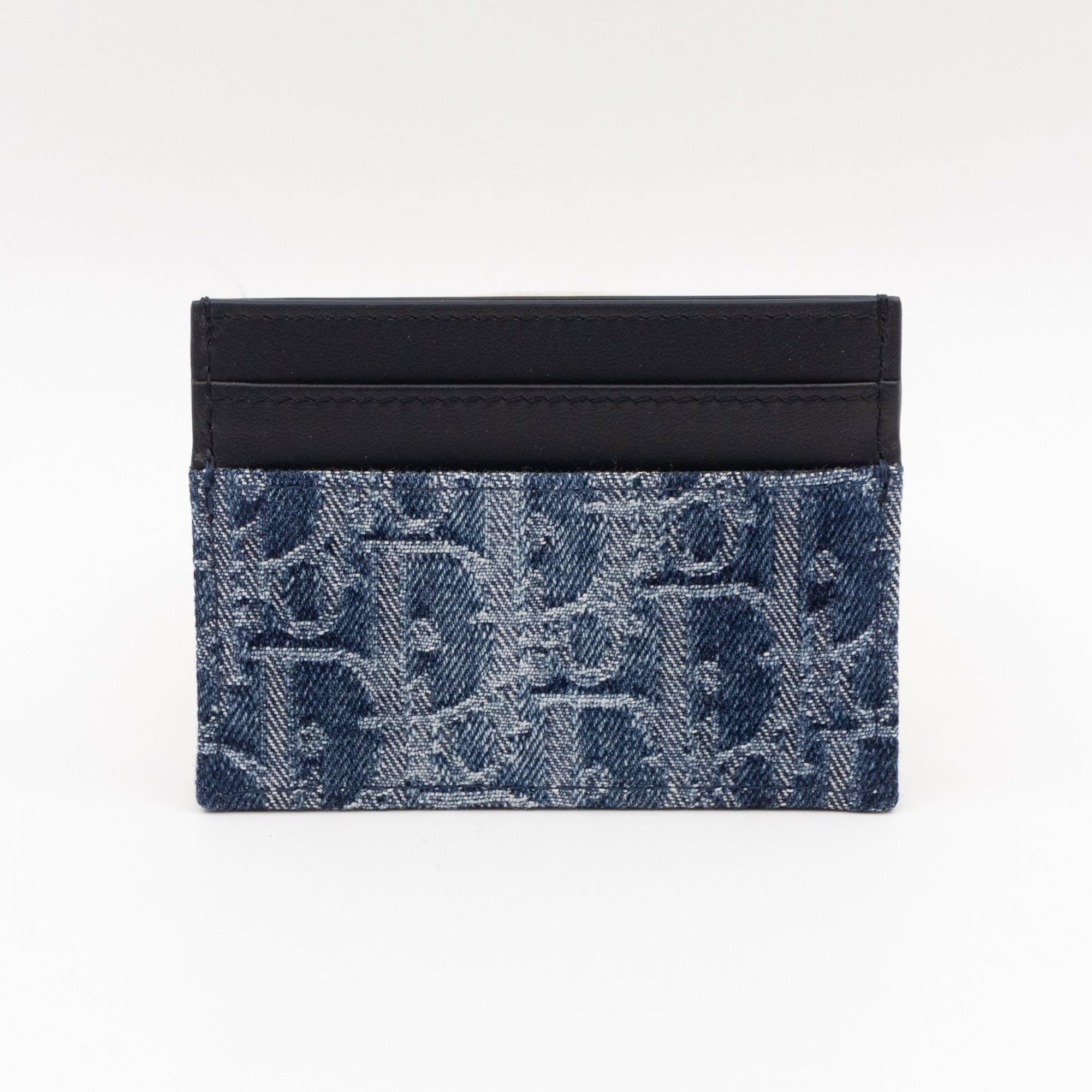 30 Montaigne Freesia Card Holder Blue Denim D1OR Oblique Jacquard