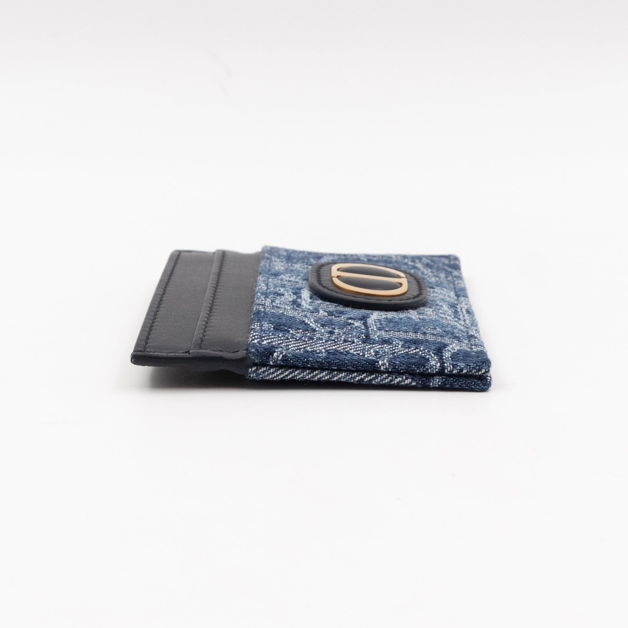 30 Montaigne Freesia Card Holder Blue Denim D1OR Oblique Jacquard