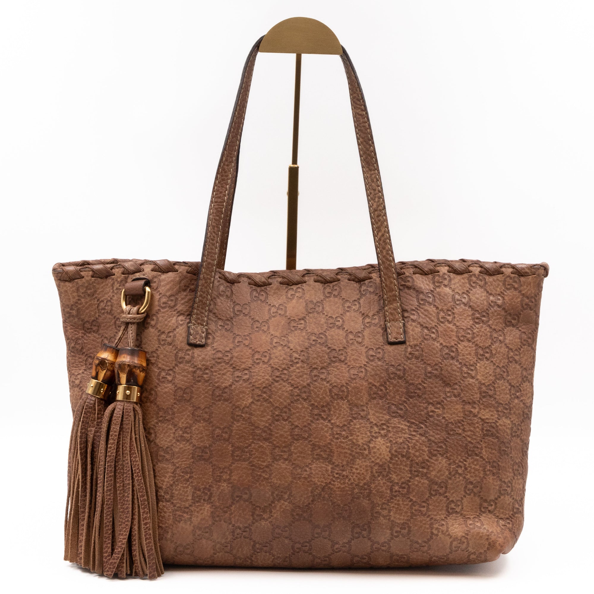 Bamboo Tassel Tote Brown GCCIssima Leather