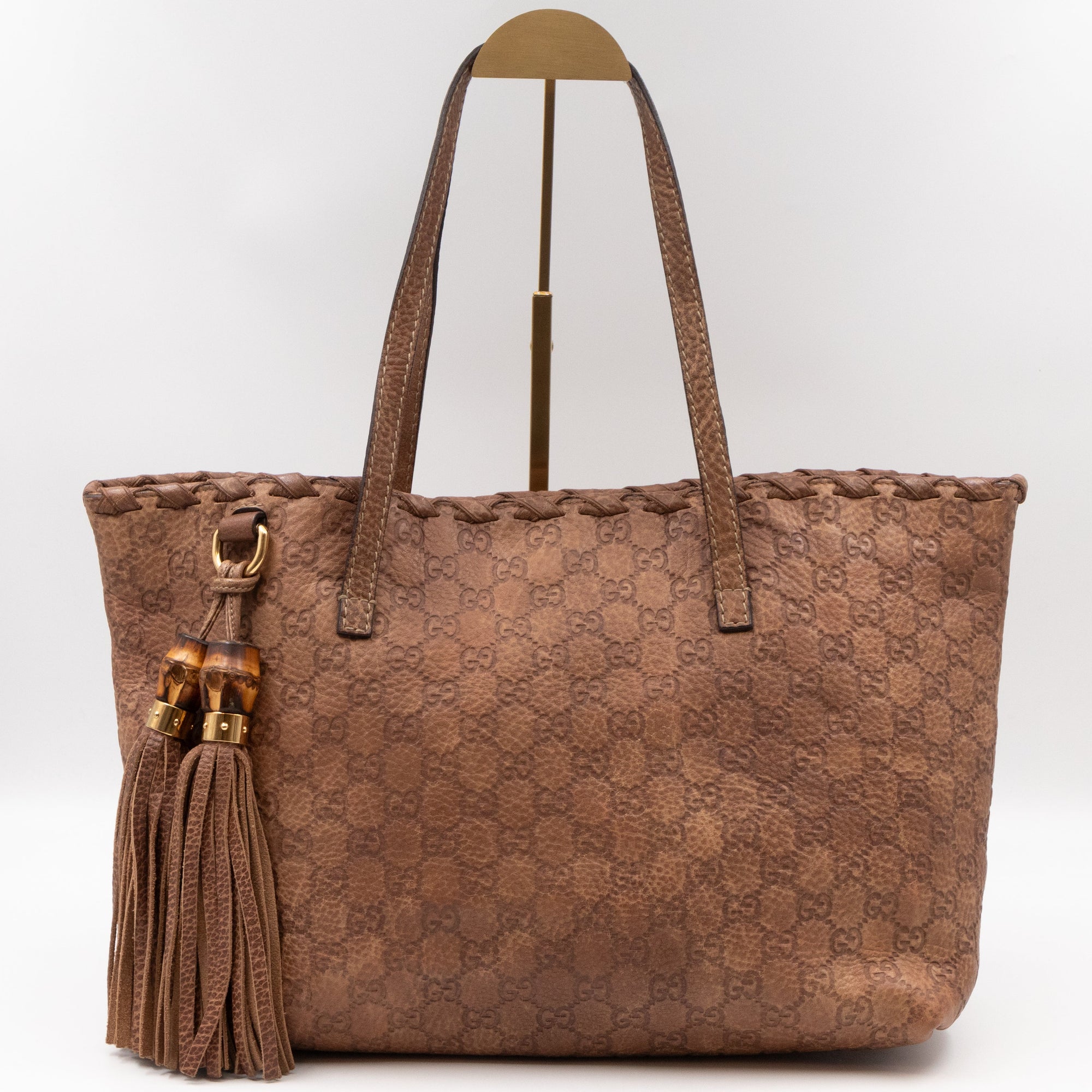Bamboo Tassel Tote Brown GCCIssima Leather