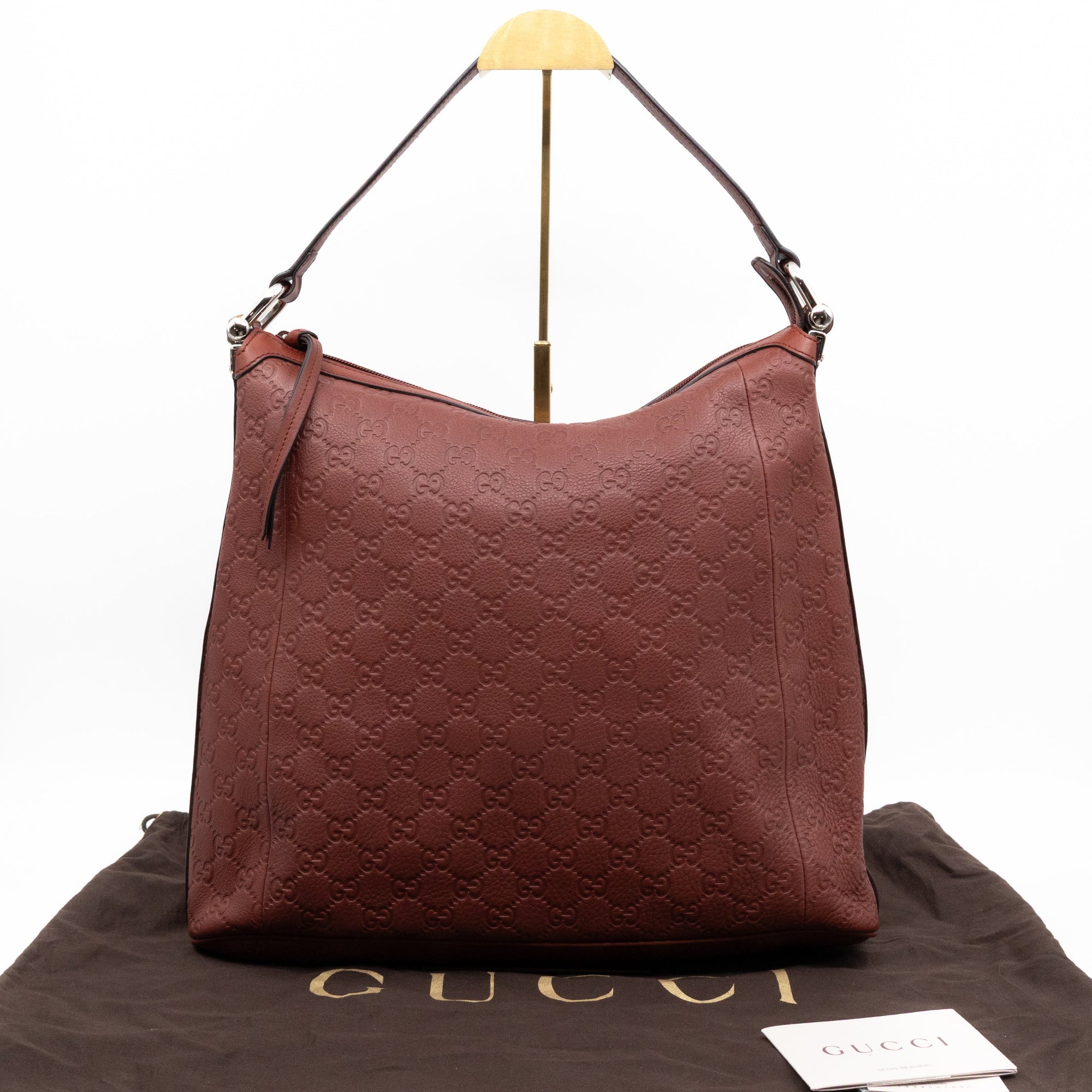 Bamboo D-Ring Hobo Large Burgundy GCCIssima Leather