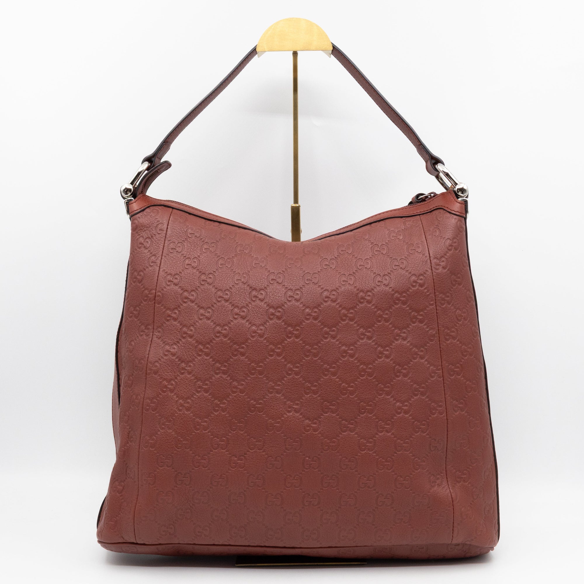 Bamboo D-Ring Hobo Large Burgundy GCCIssima Leather