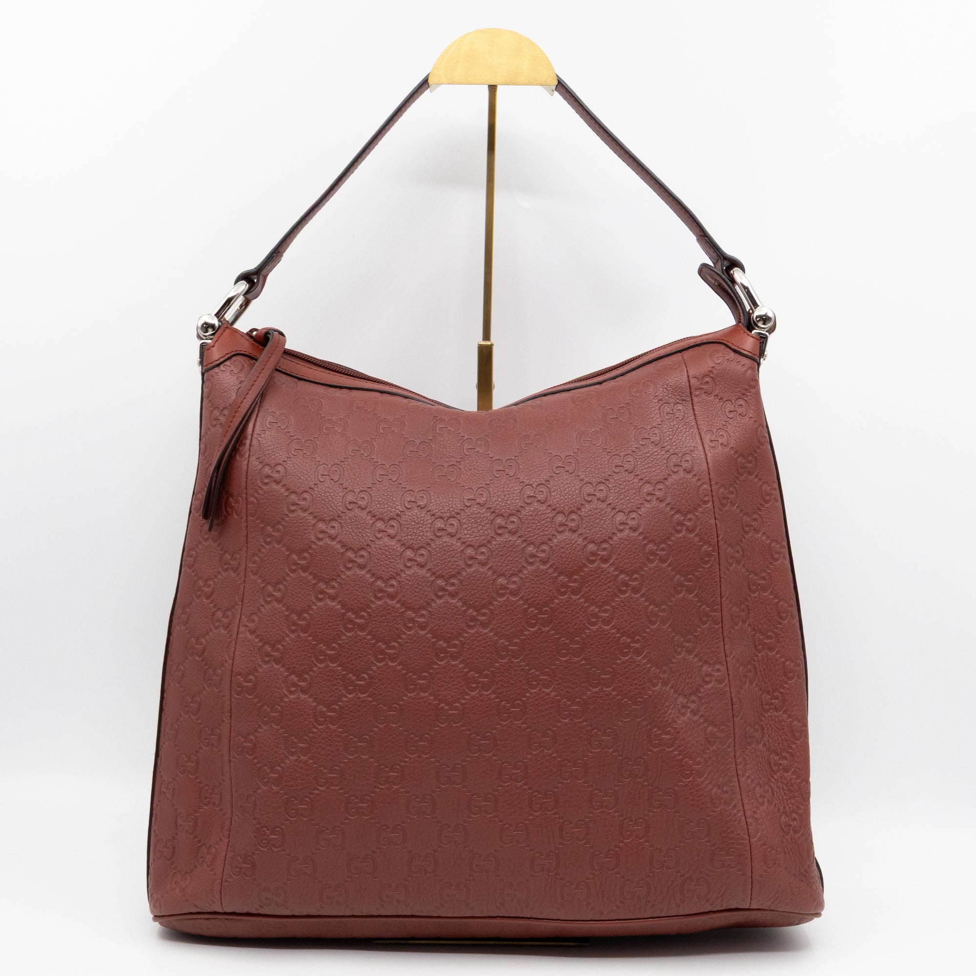 Bamboo D-Ring Hobo Large Burgundy GCCIssima Leather