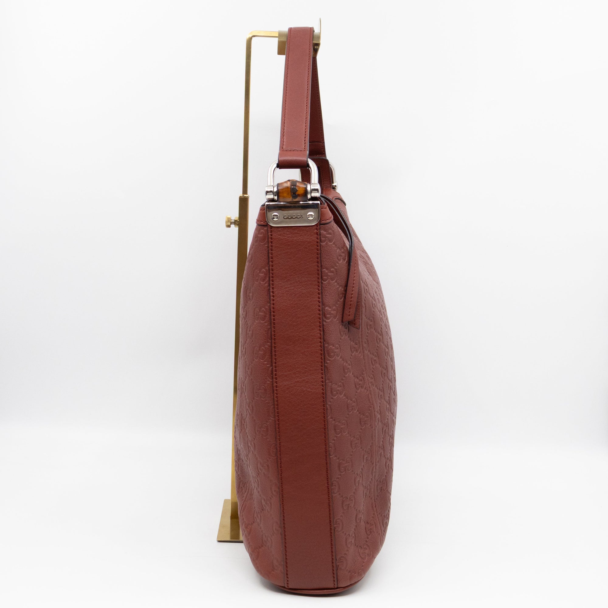 Bamboo D-Ring Hobo Large Burgundy GCCIssima Leather