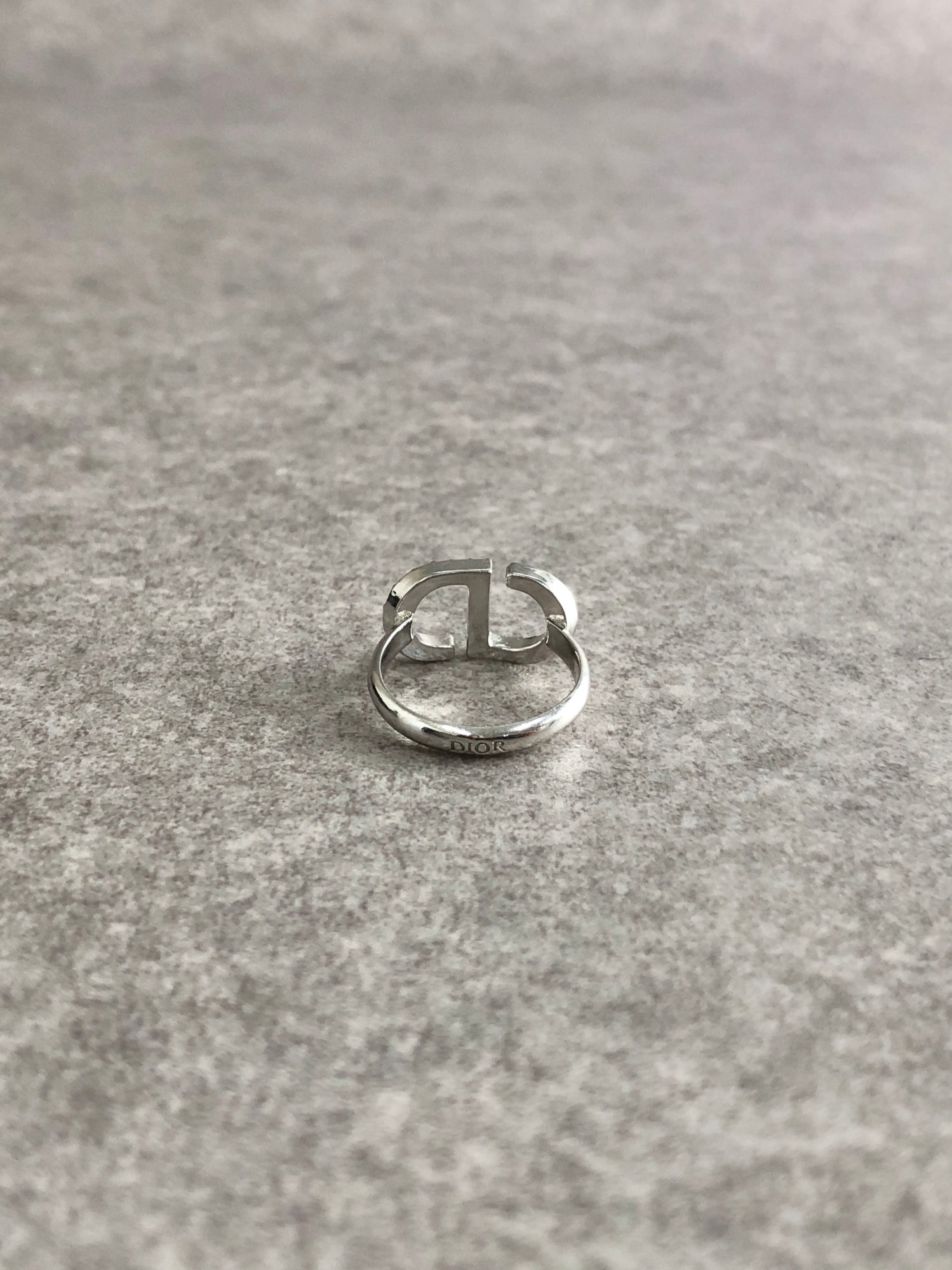 Christian D1OR CD Logo Motif Rhinestone Ring Silver PETIT CD Vintage di6pz4