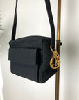 Christian D1OR Cannage Logo Motif Charm Nylon Shoulder bag Black Vintage e7e3wt