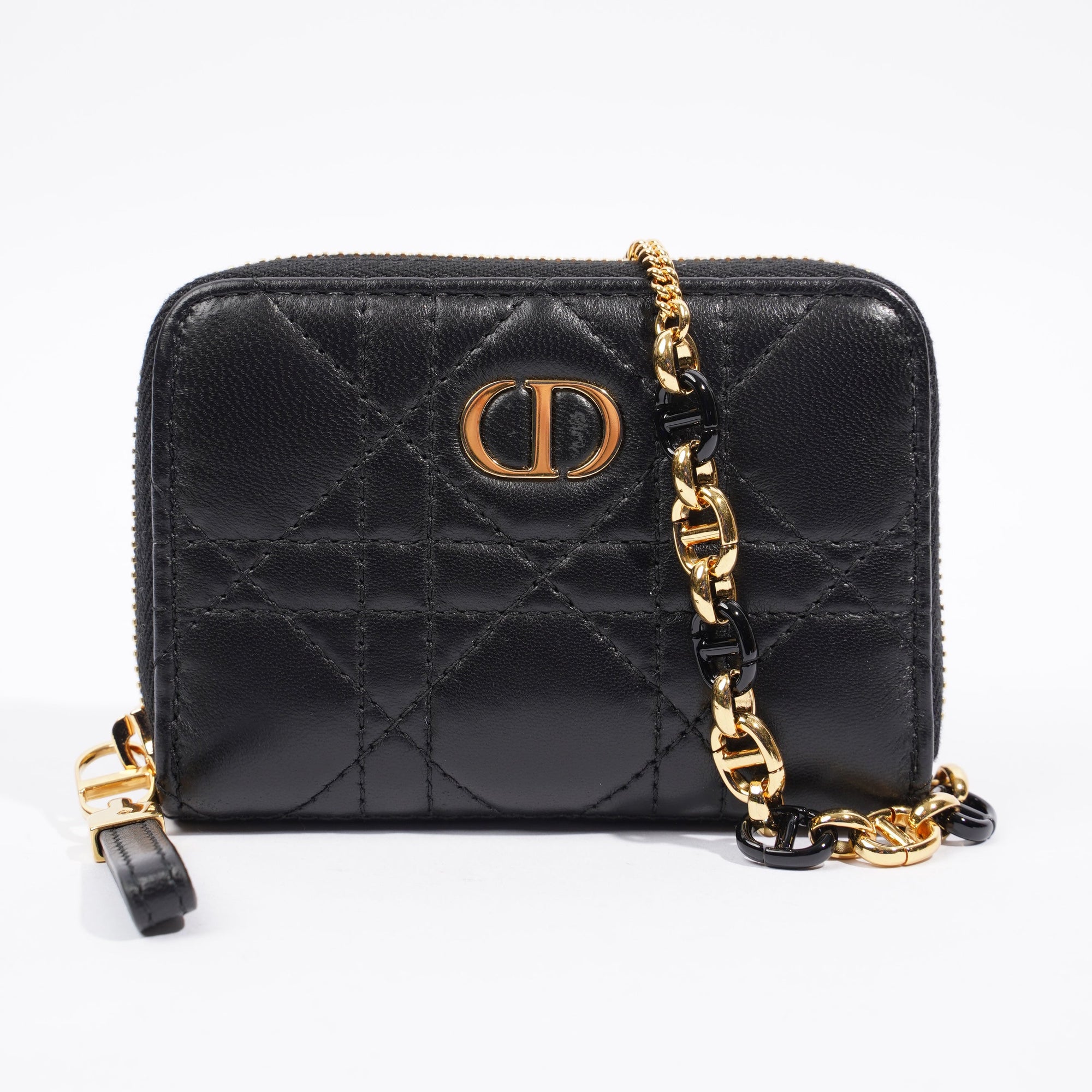 Christian D1OR Caro Pouch Black Lambskin Leather