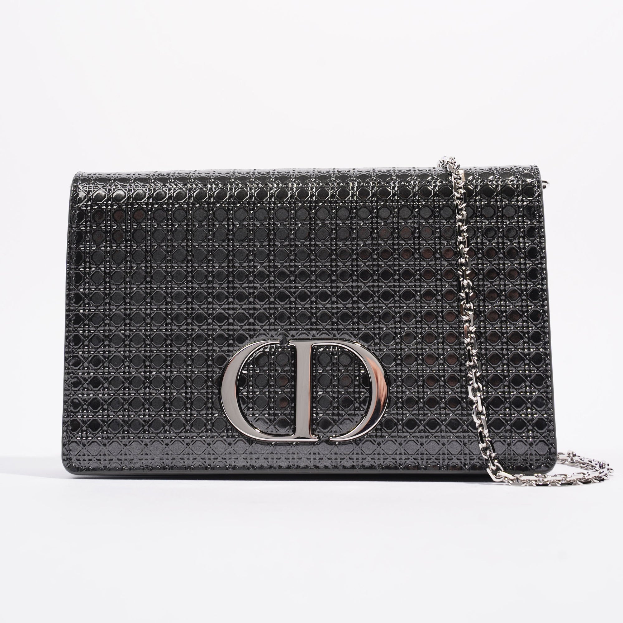 Christian D1OR 30 Montaigne 2-in-1 Pouch Grey Patent Leather