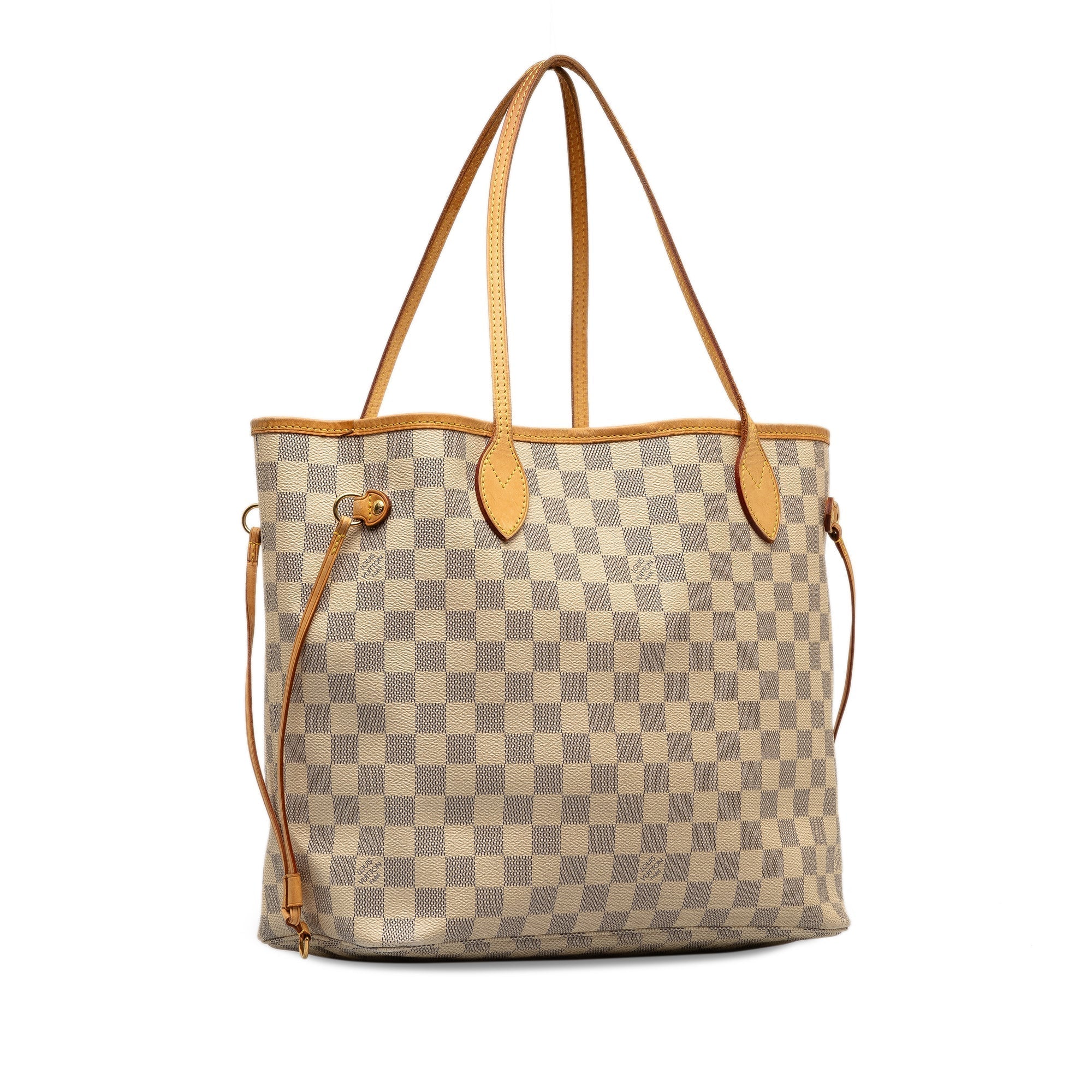 Beige LV Damier Azur Neverfull MM Tote Bag