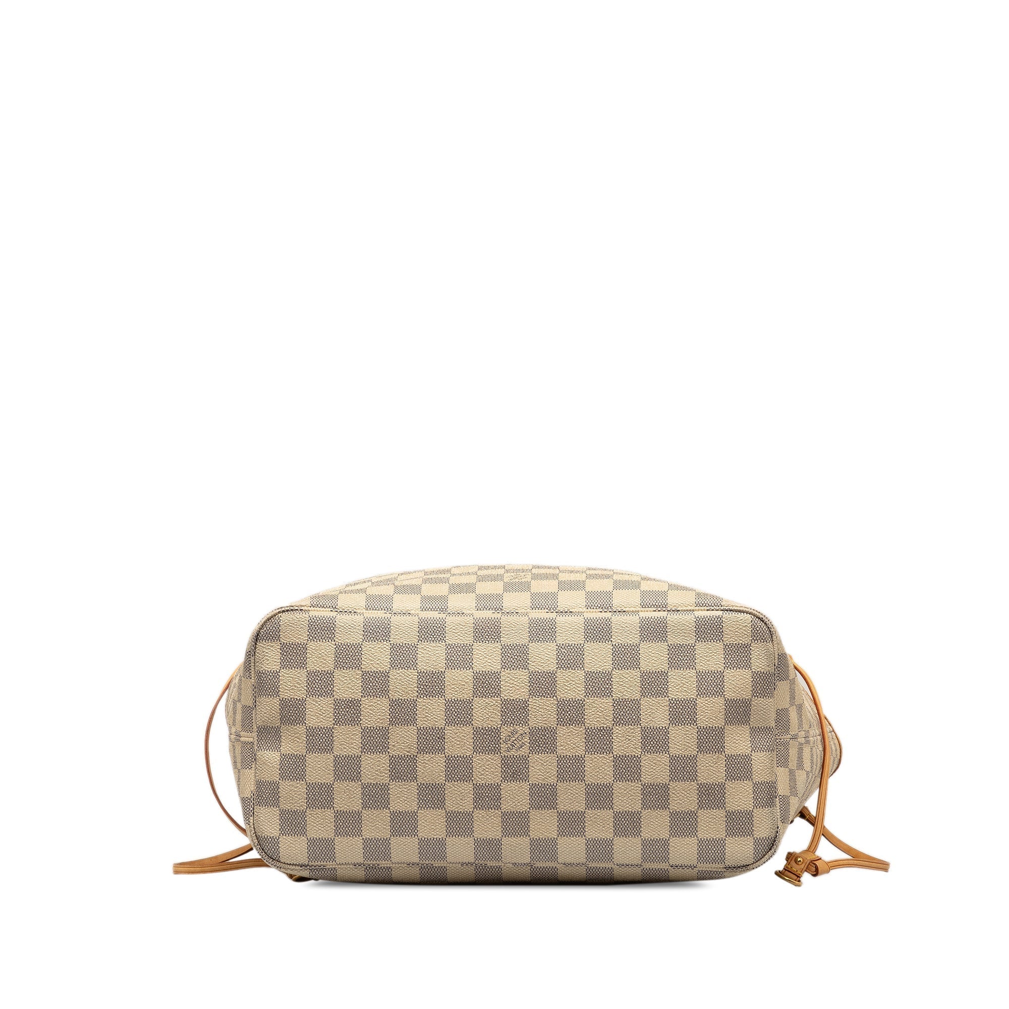Beige LV Damier Azur Neverfull MM Tote Bag