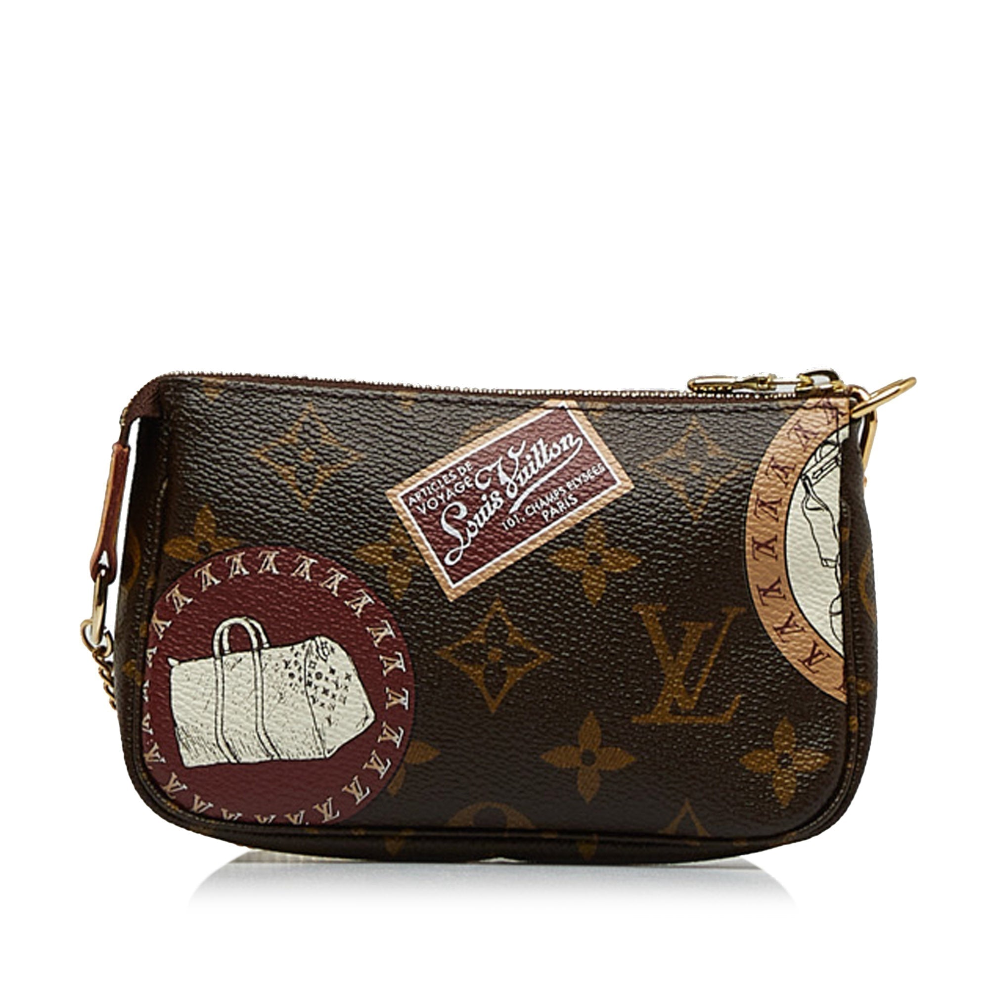 Brown LV Monogram Patch Mini Pochette Accessoires Baguette