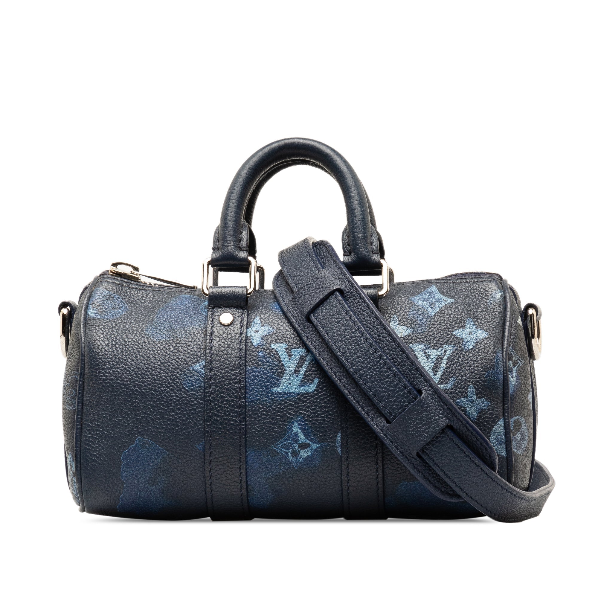 Blue LV Taurillon Ink Watercolor Keepall Bandouliere XS Satchel