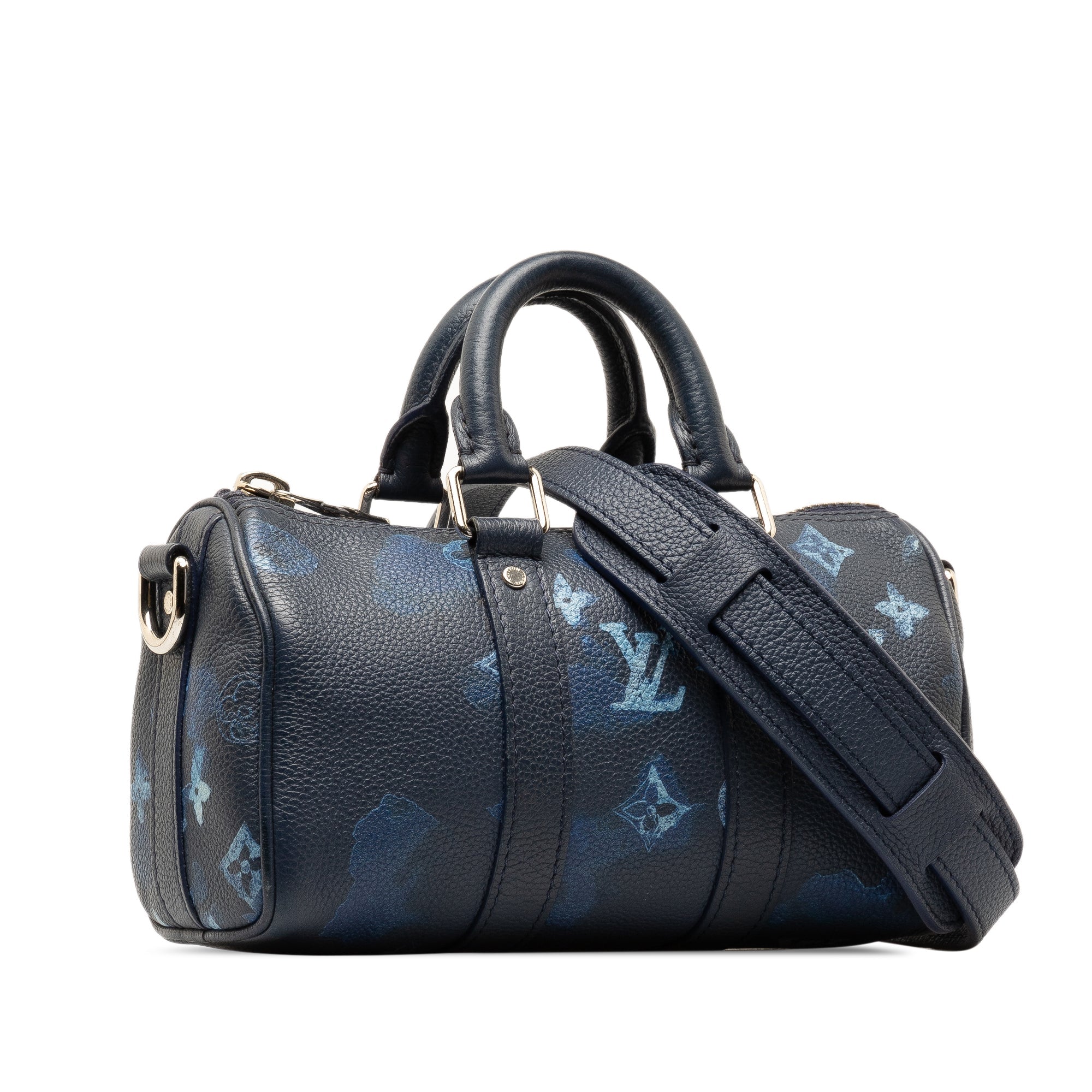 Blue LV Taurillon Ink Watercolor Keepall Bandouliere XS Satchel
