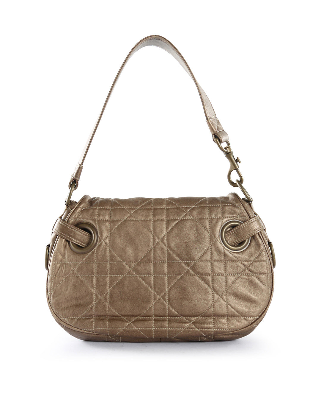 CHRISTIAN D1OR Bronze Lambskin Leather Cannage Flap Shoulder Bag