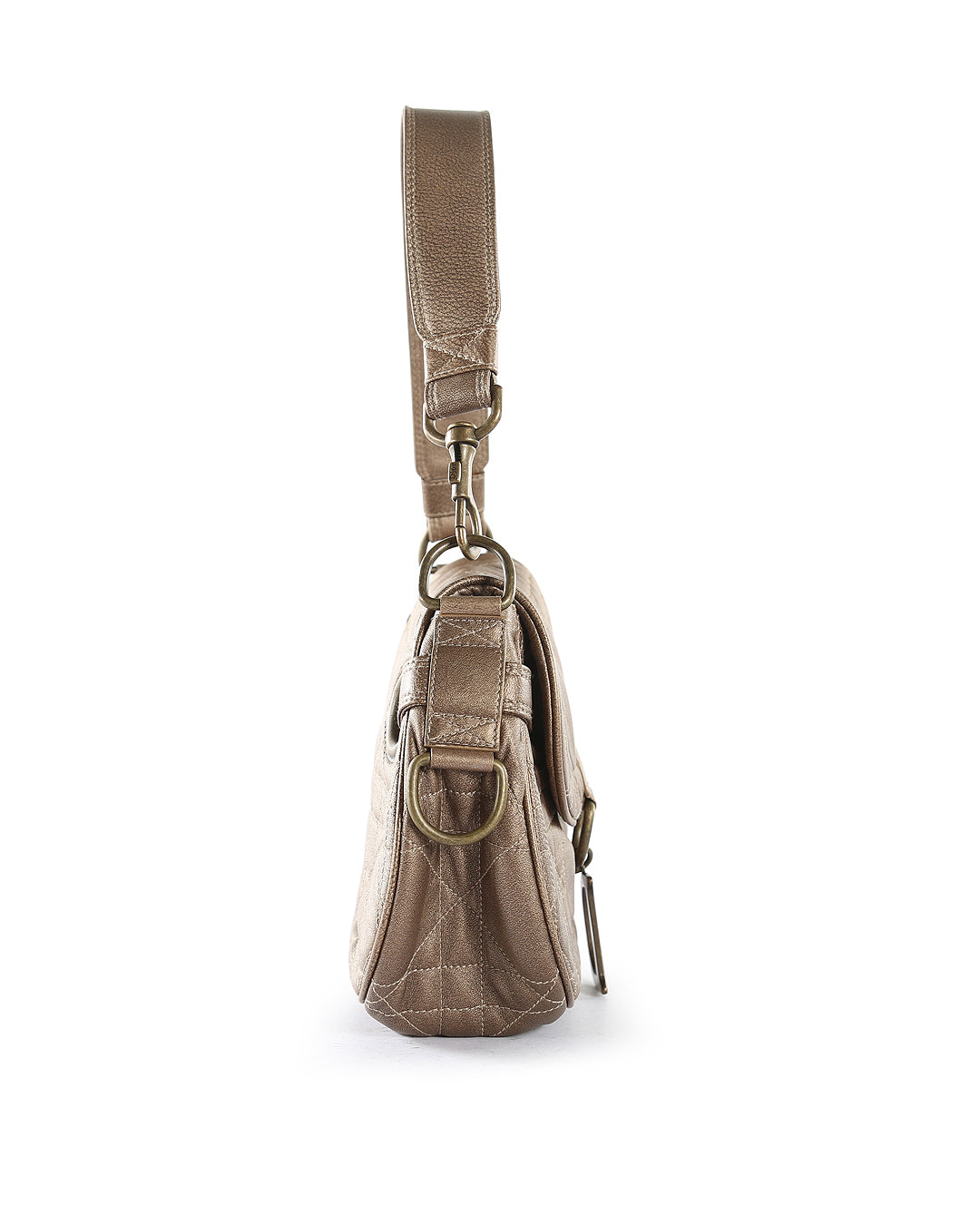 CHRISTIAN D1OR Bronze Lambskin Leather Cannage Flap Shoulder Bag
