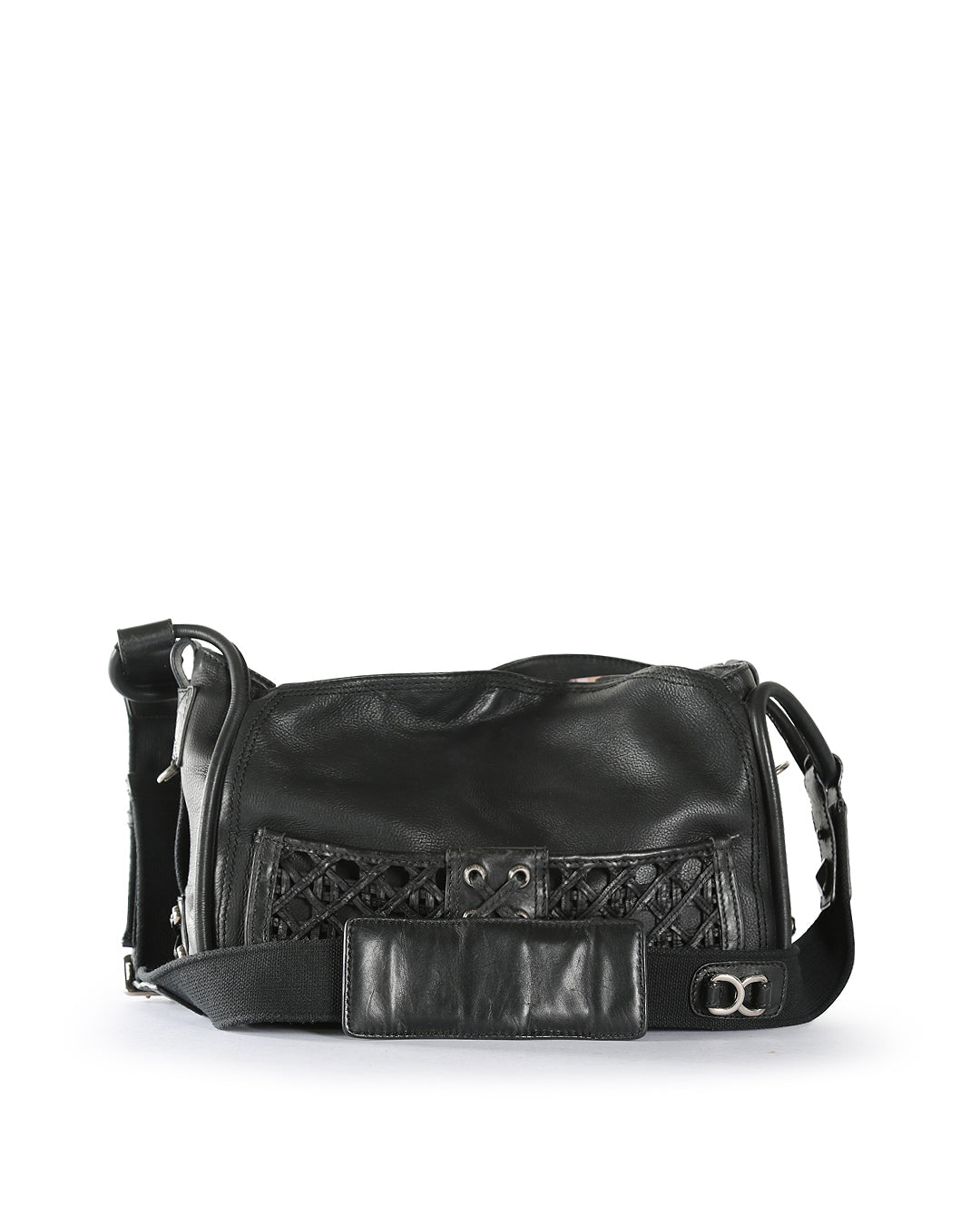CHRISTIAN D1OR Black Leather Crossbody Bag